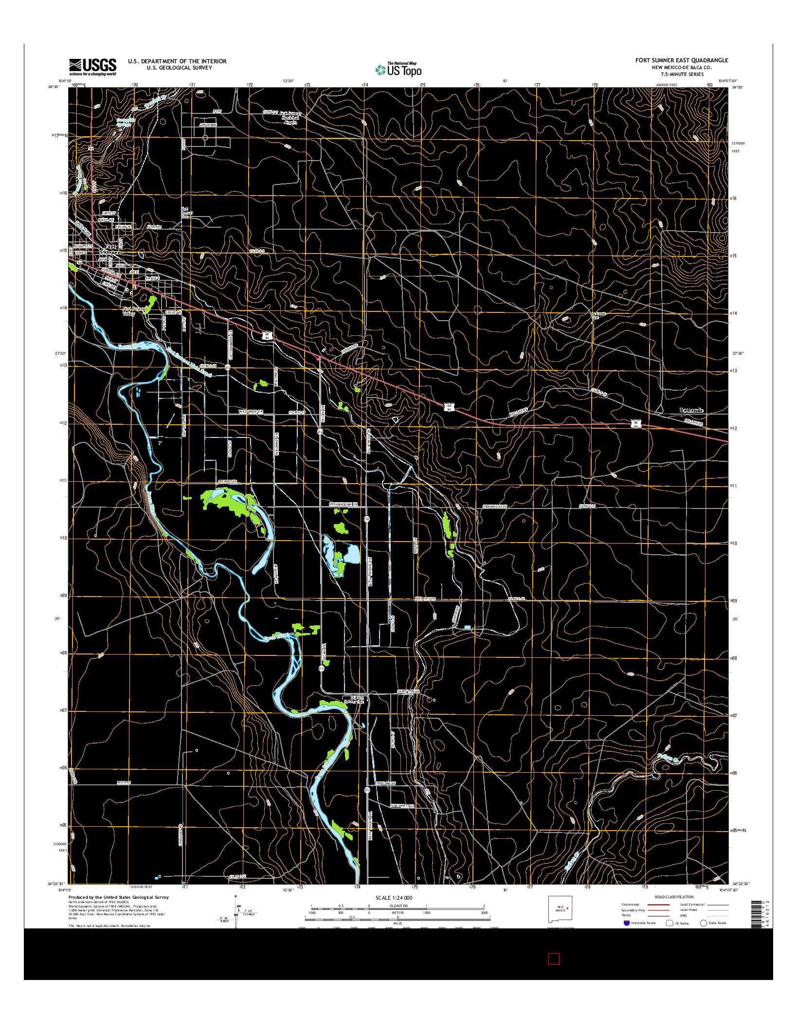 USGS US TOPO 7.5-MINUTE MAP FOR FORT SUMNER EAST, NM 2017