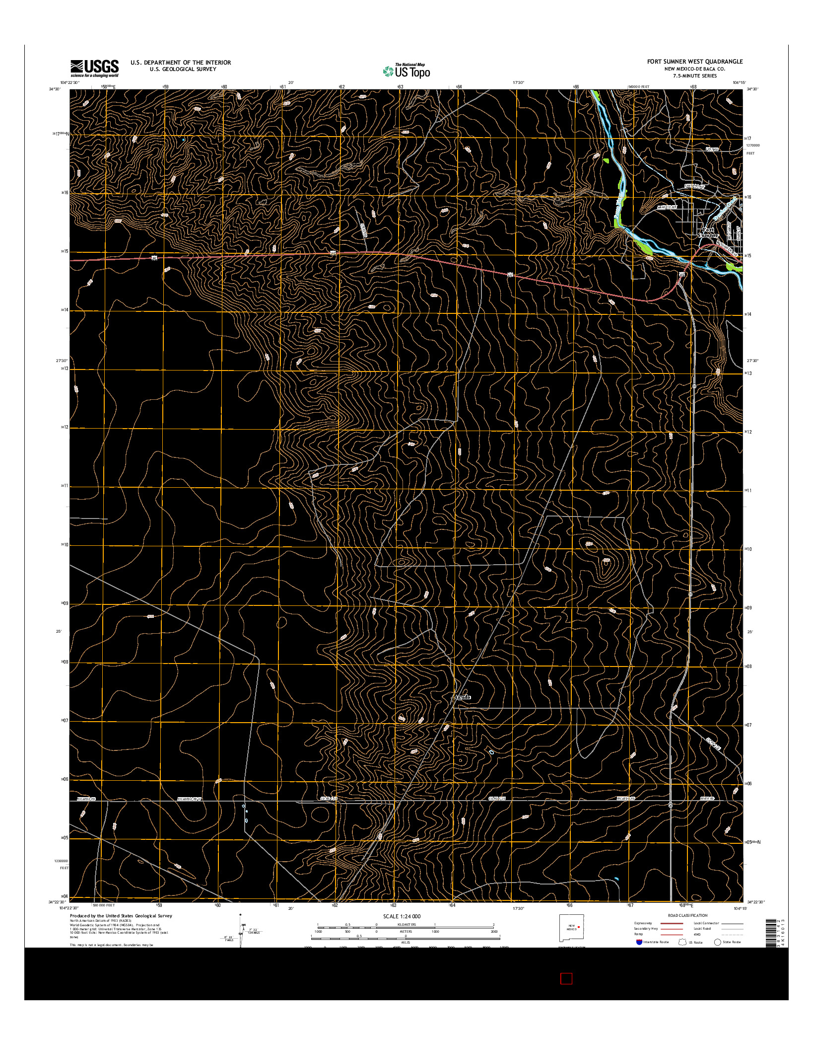 USGS US TOPO 7.5-MINUTE MAP FOR FORT SUMNER WEST, NM 2017