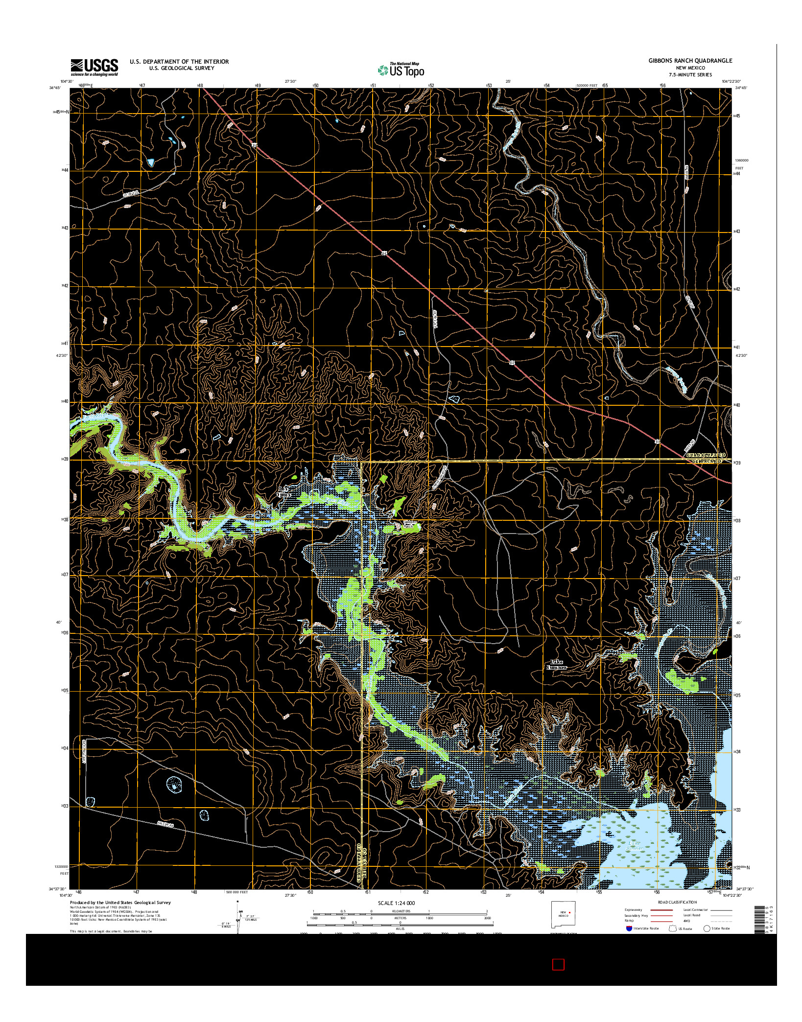 USGS US TOPO 7.5-MINUTE MAP FOR GIBBONS RANCH, NM 2017