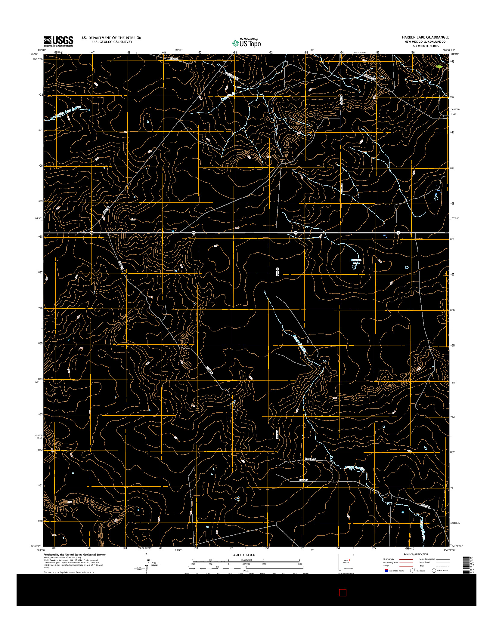 USGS US TOPO 7.5-MINUTE MAP FOR HARBEN LAKE, NM 2017