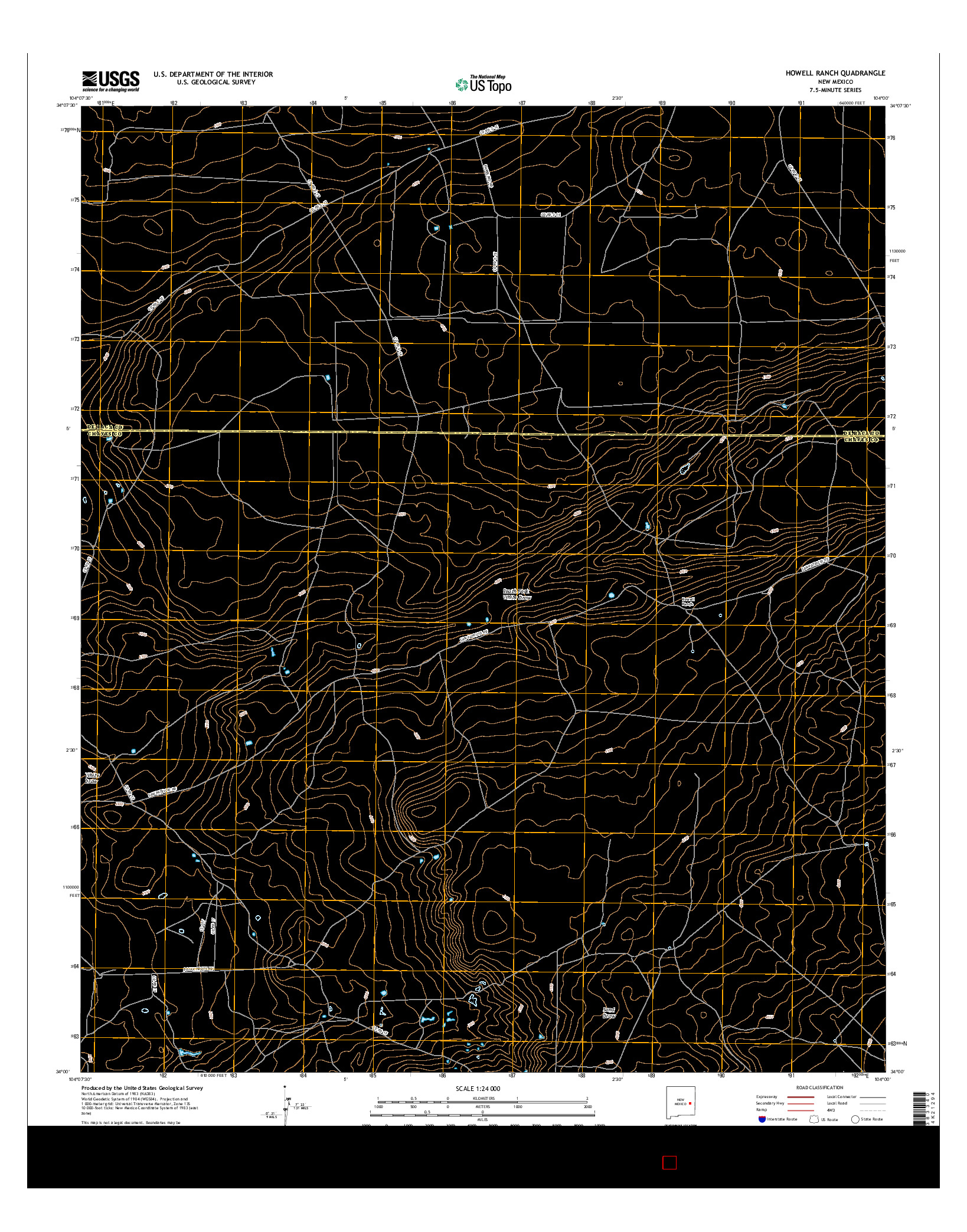 USGS US TOPO 7.5-MINUTE MAP FOR HOWELL RANCH, NM 2017