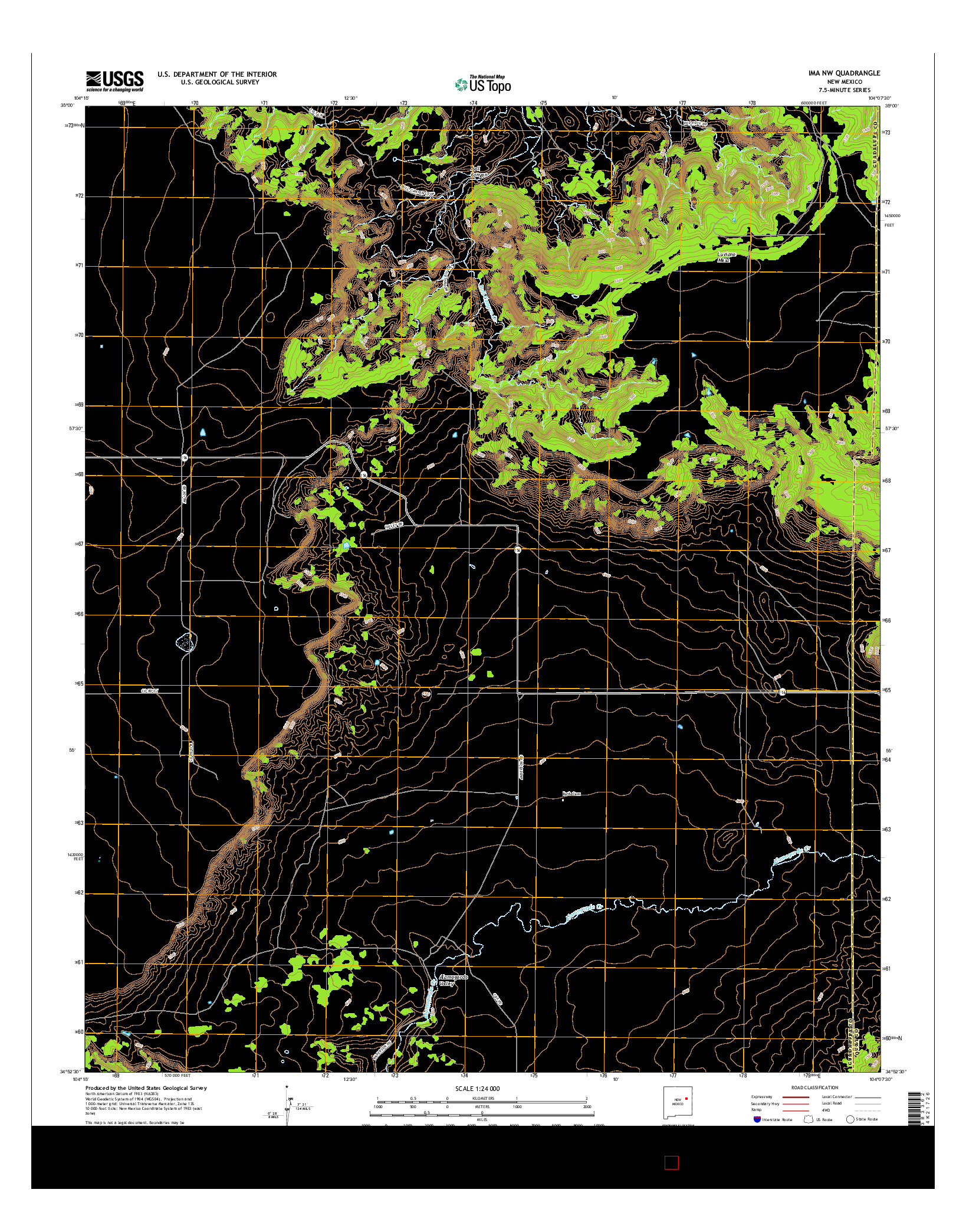 USGS US TOPO 7.5-MINUTE MAP FOR IMA NW, NM 2017