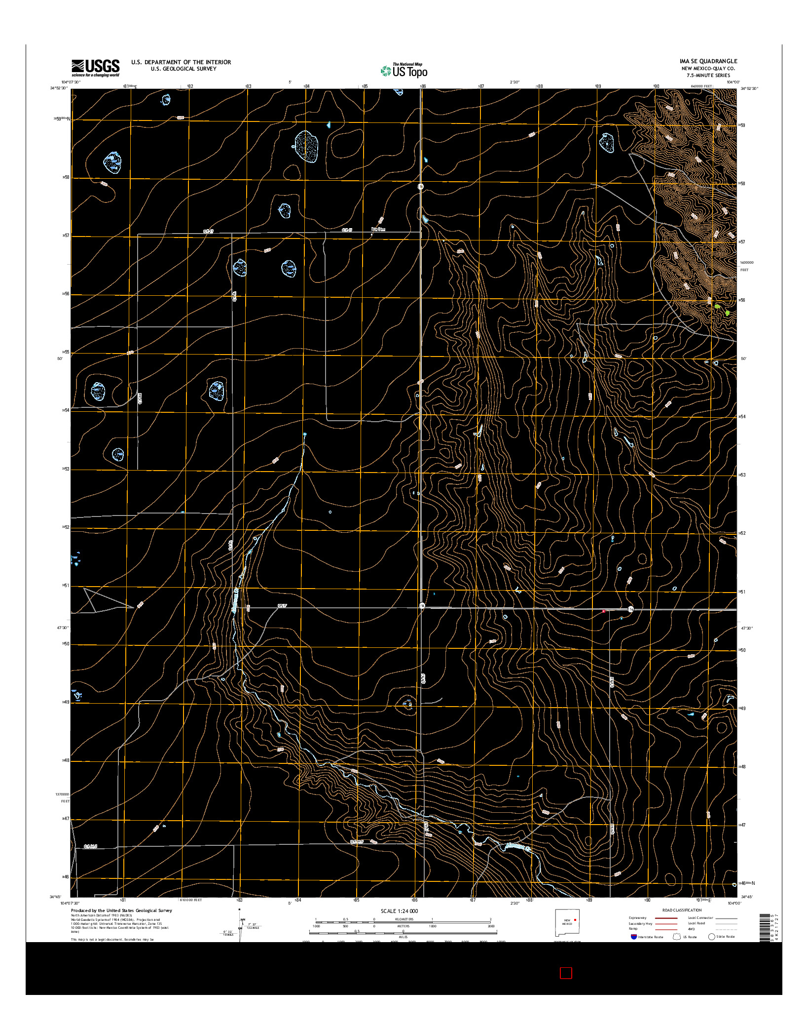 USGS US TOPO 7.5-MINUTE MAP FOR IMA SE, NM 2017