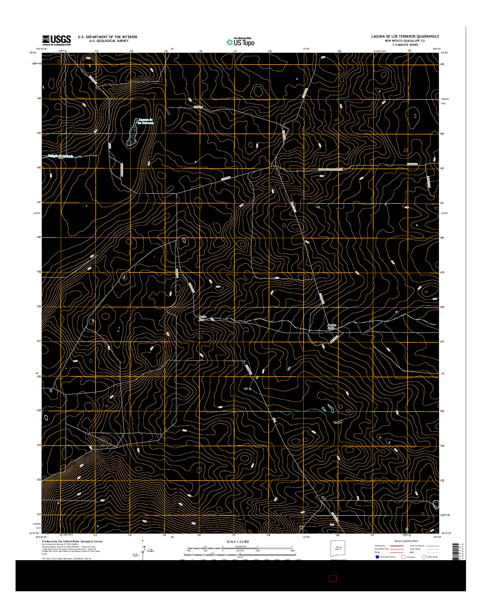 USGS US TOPO 7.5-MINUTE MAP FOR LAGUNA DE LOS TERREROS, NM 2017