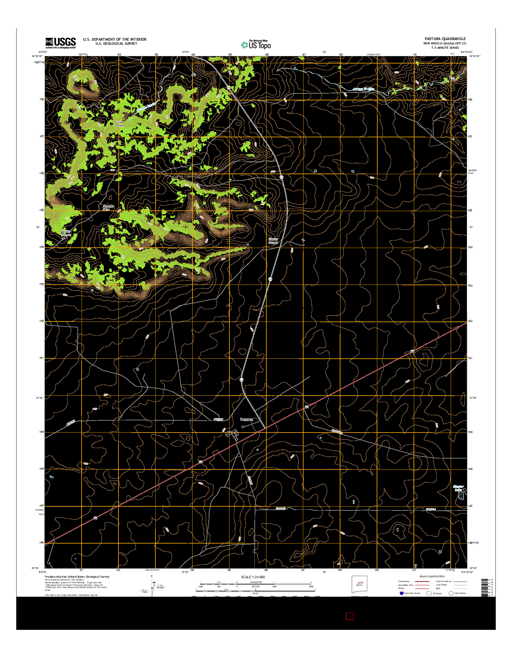 USGS US TOPO 7.5-MINUTE MAP FOR PASTURA, NM 2017