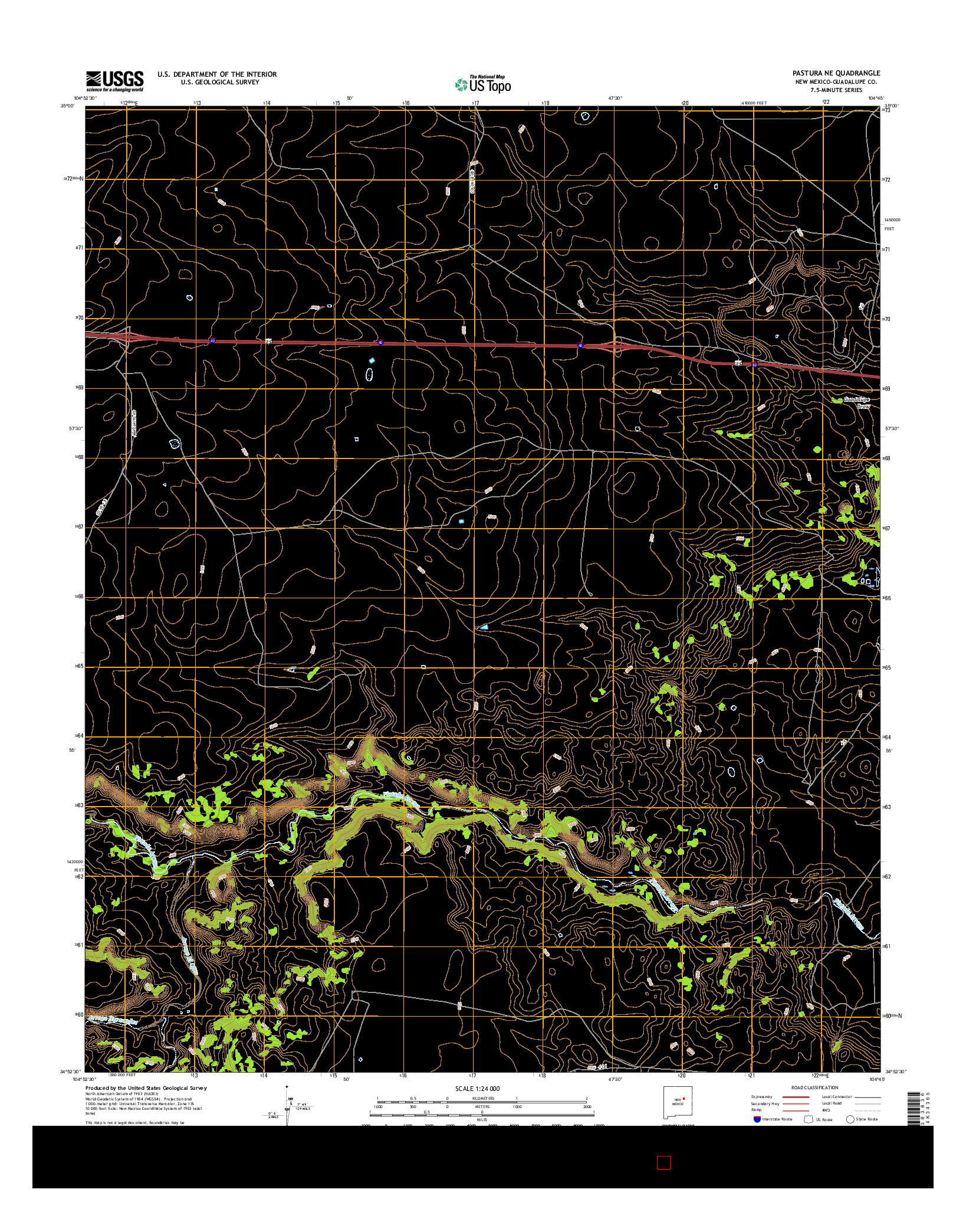 USGS US TOPO 7.5-MINUTE MAP FOR PASTURA NE, NM 2017