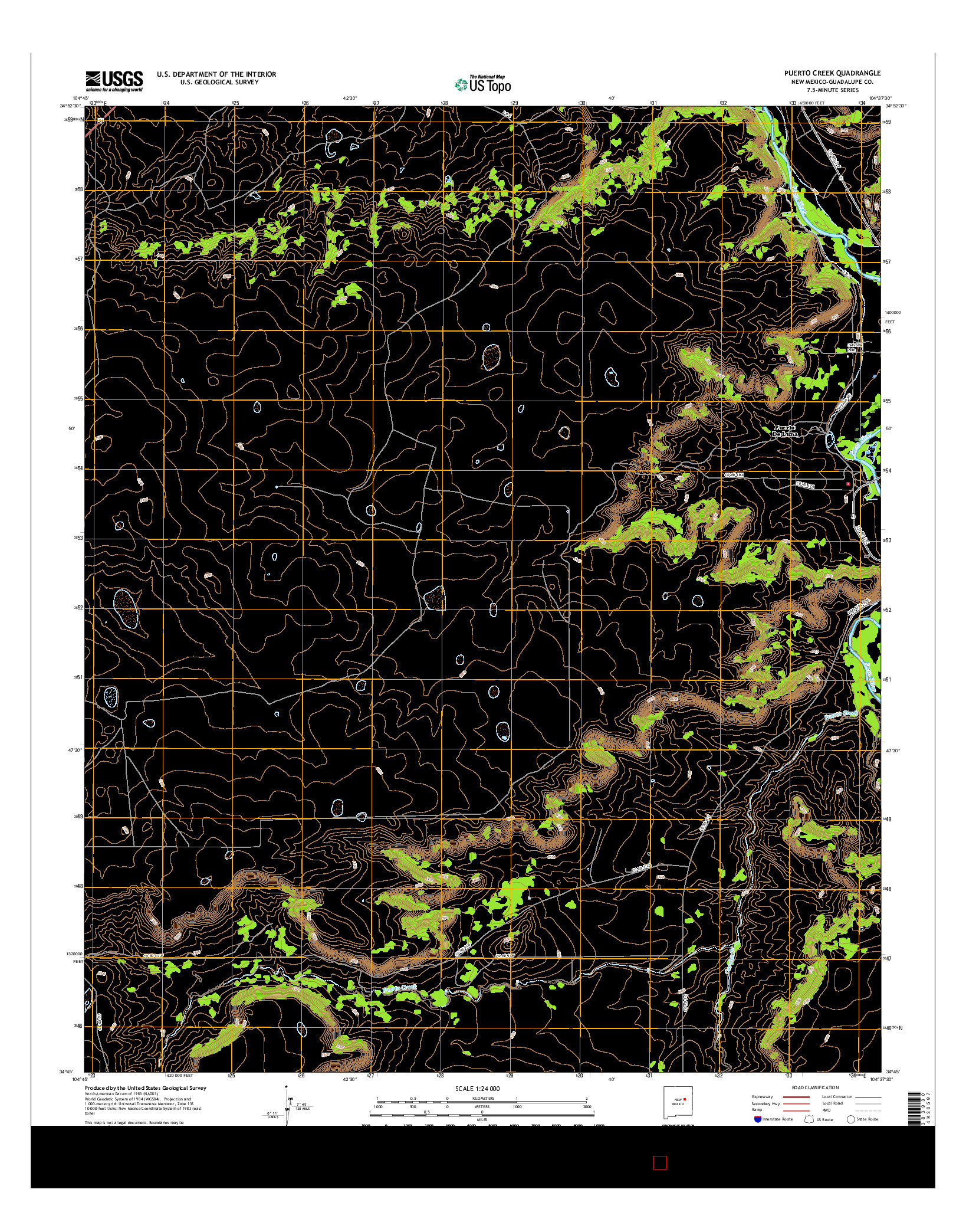 USGS US TOPO 7.5-MINUTE MAP FOR PUERTO CREEK, NM 2017