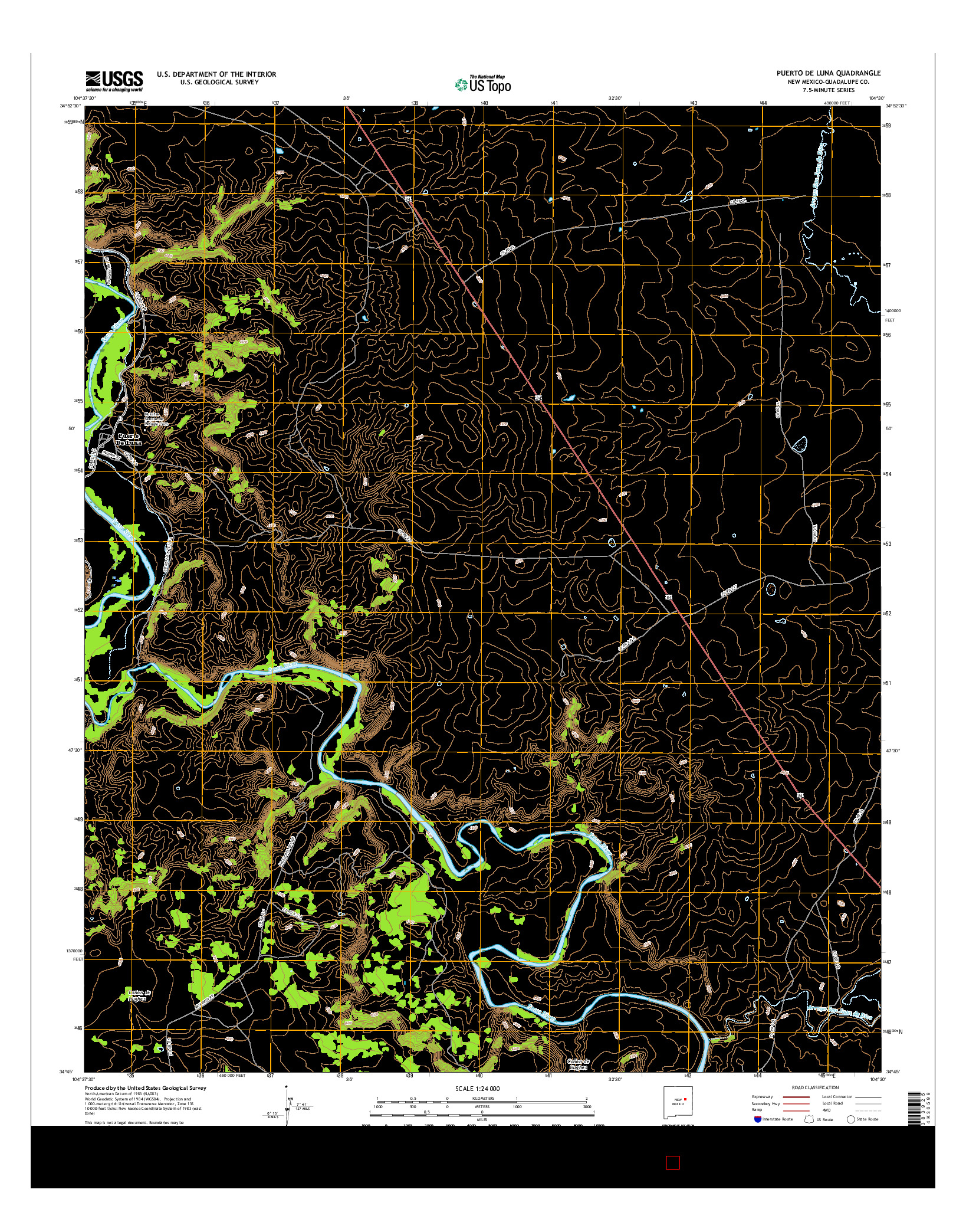 USGS US TOPO 7.5-MINUTE MAP FOR PUERTO DE LUNA, NM 2017
