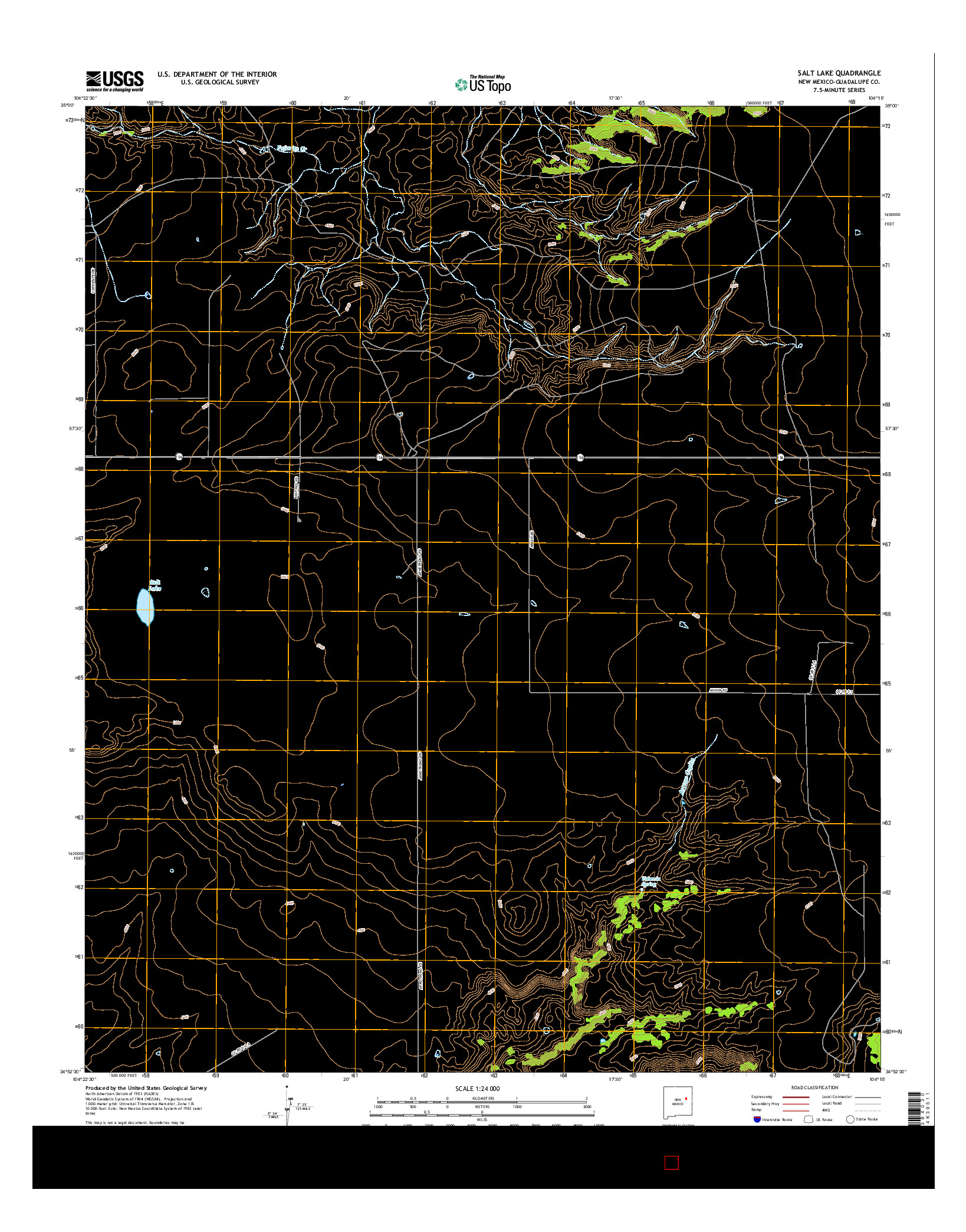 USGS US TOPO 7.5-MINUTE MAP FOR SALT LAKE, NM 2017