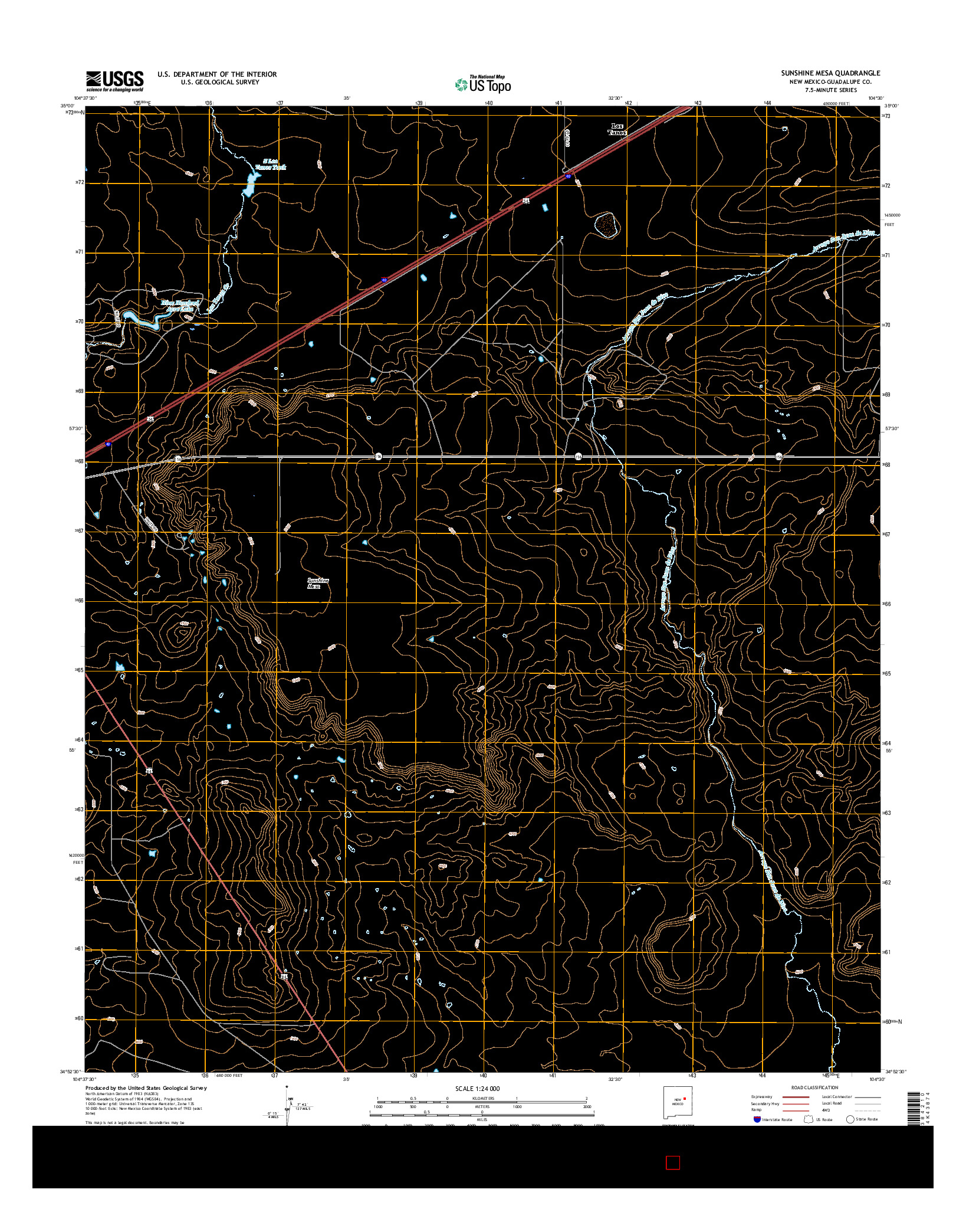 USGS US TOPO 7.5-MINUTE MAP FOR SUNSHINE MESA, NM 2017