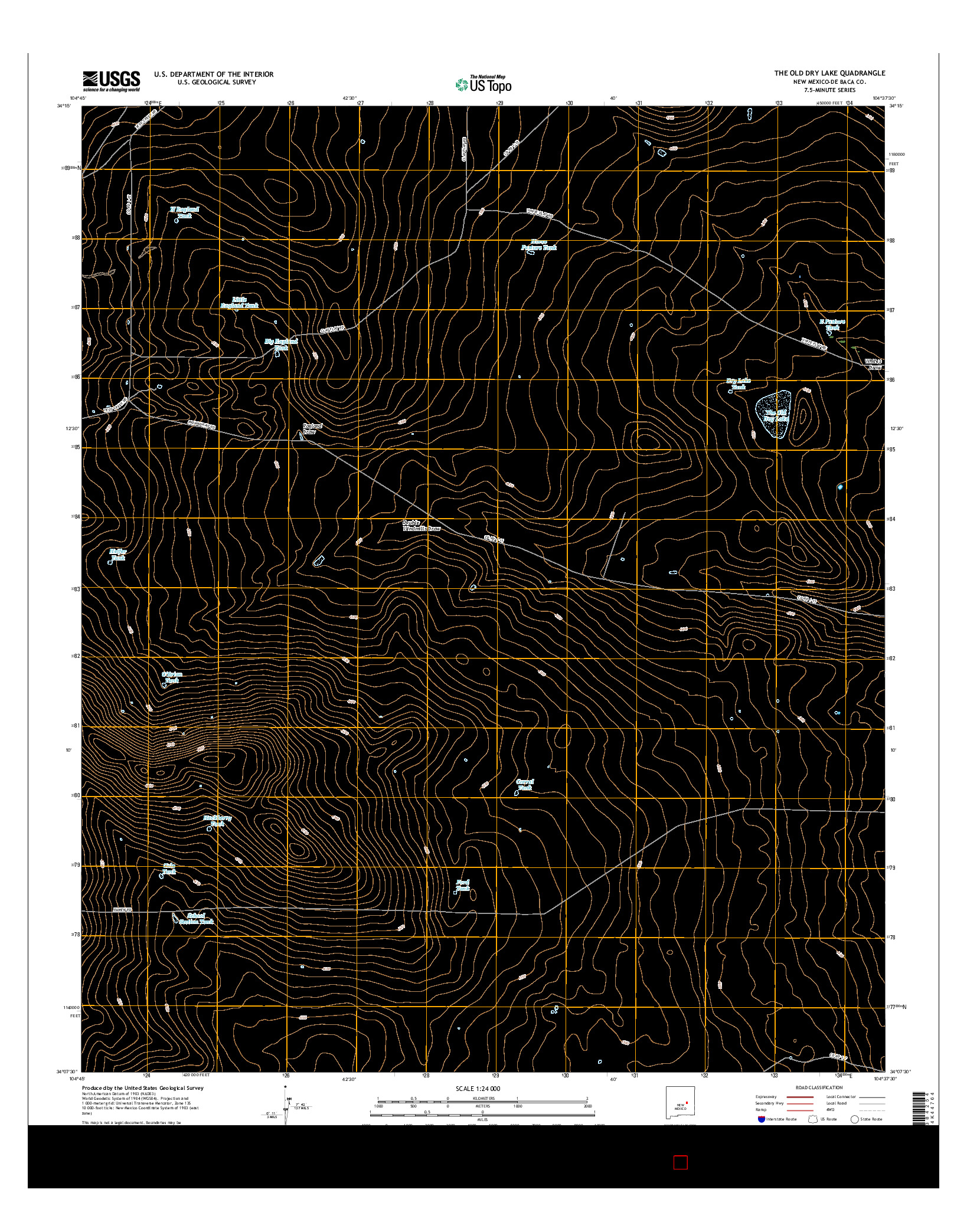 USGS US TOPO 7.5-MINUTE MAP FOR THE OLD DRY LAKE, NM 2017