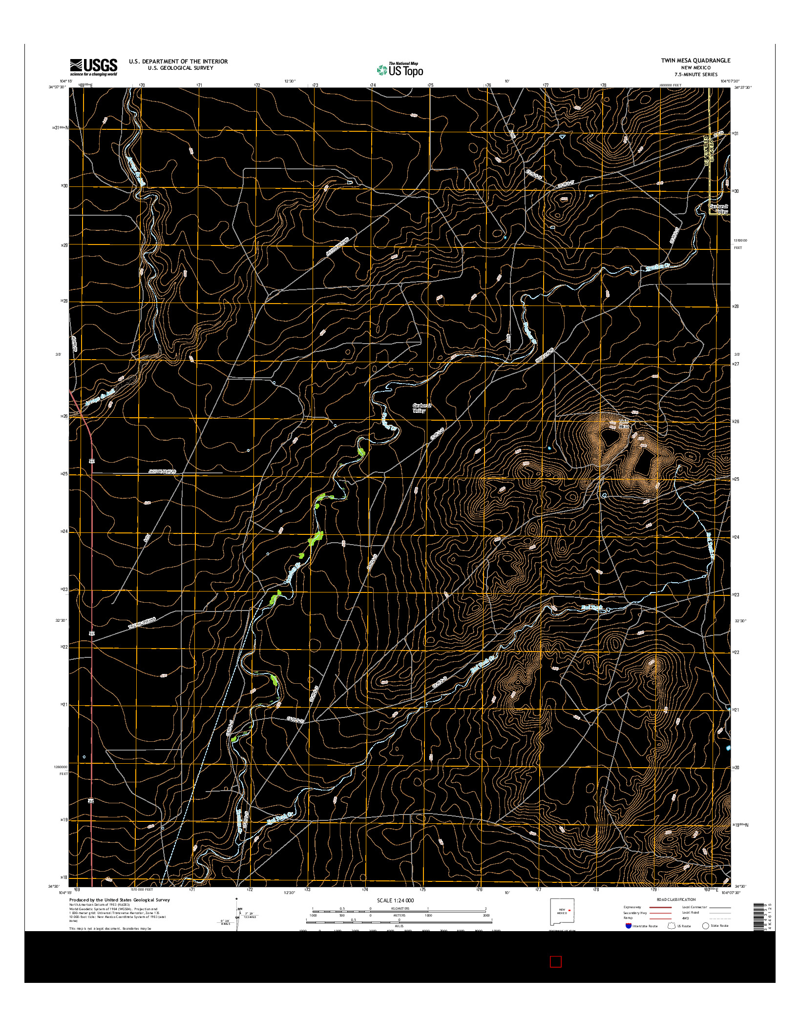 USGS US TOPO 7.5-MINUTE MAP FOR TWIN MESA, NM 2017
