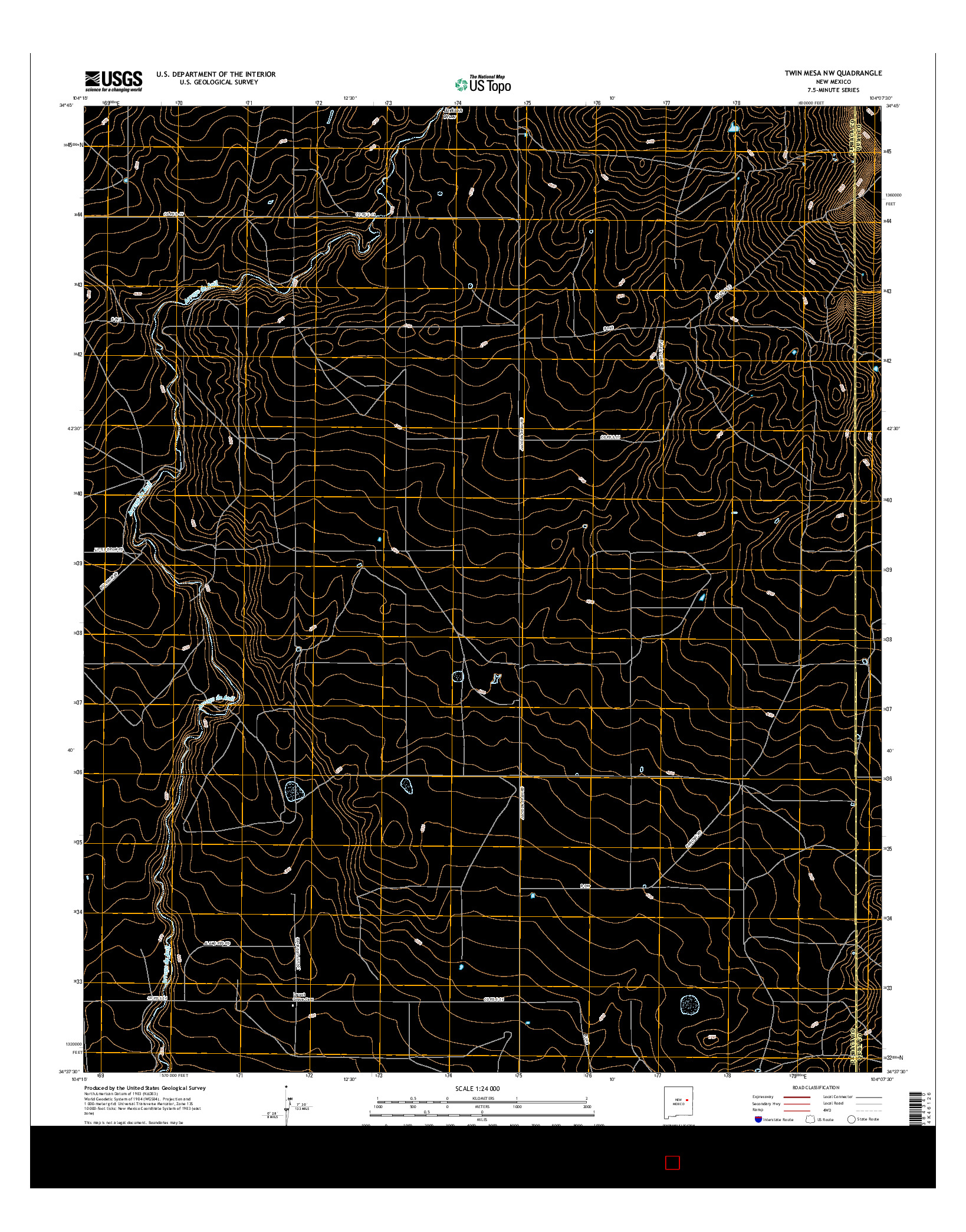 USGS US TOPO 7.5-MINUTE MAP FOR TWIN MESA NW, NM 2017