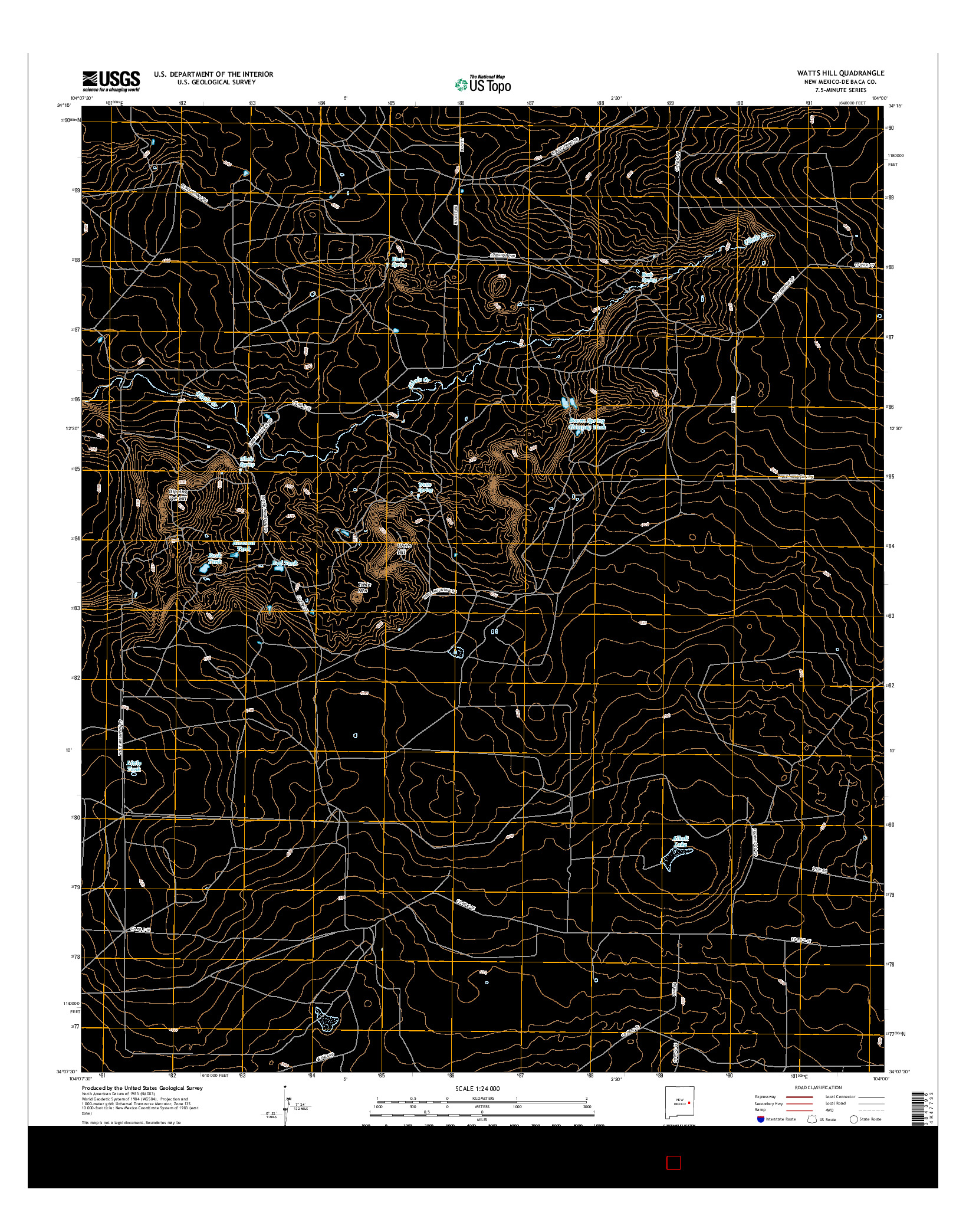 USGS US TOPO 7.5-MINUTE MAP FOR WATTS HILL, NM 2017