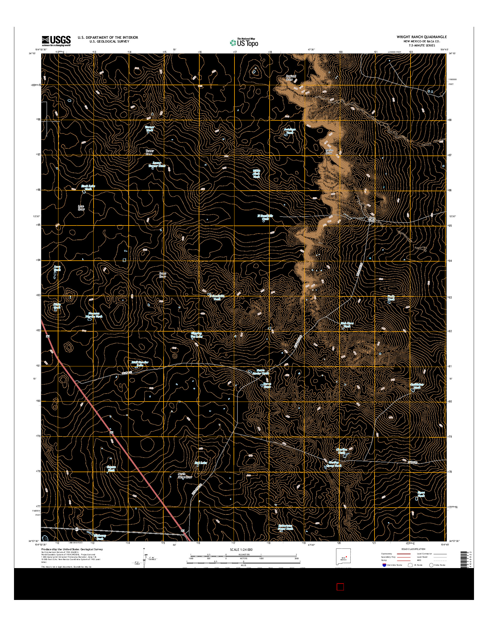 USGS US TOPO 7.5-MINUTE MAP FOR WRIGHT RANCH, NM 2017