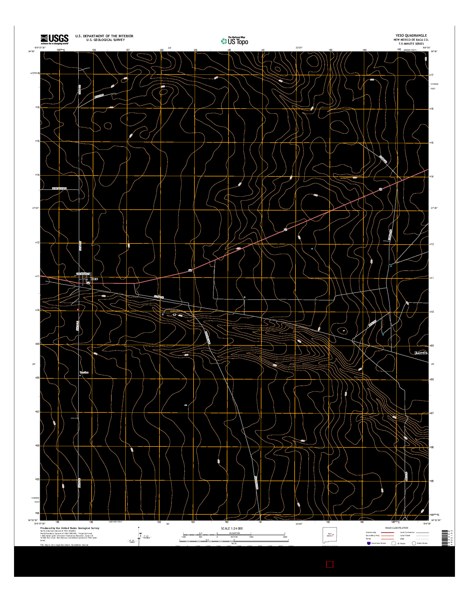 USGS US TOPO 7.5-MINUTE MAP FOR YESO, NM 2017