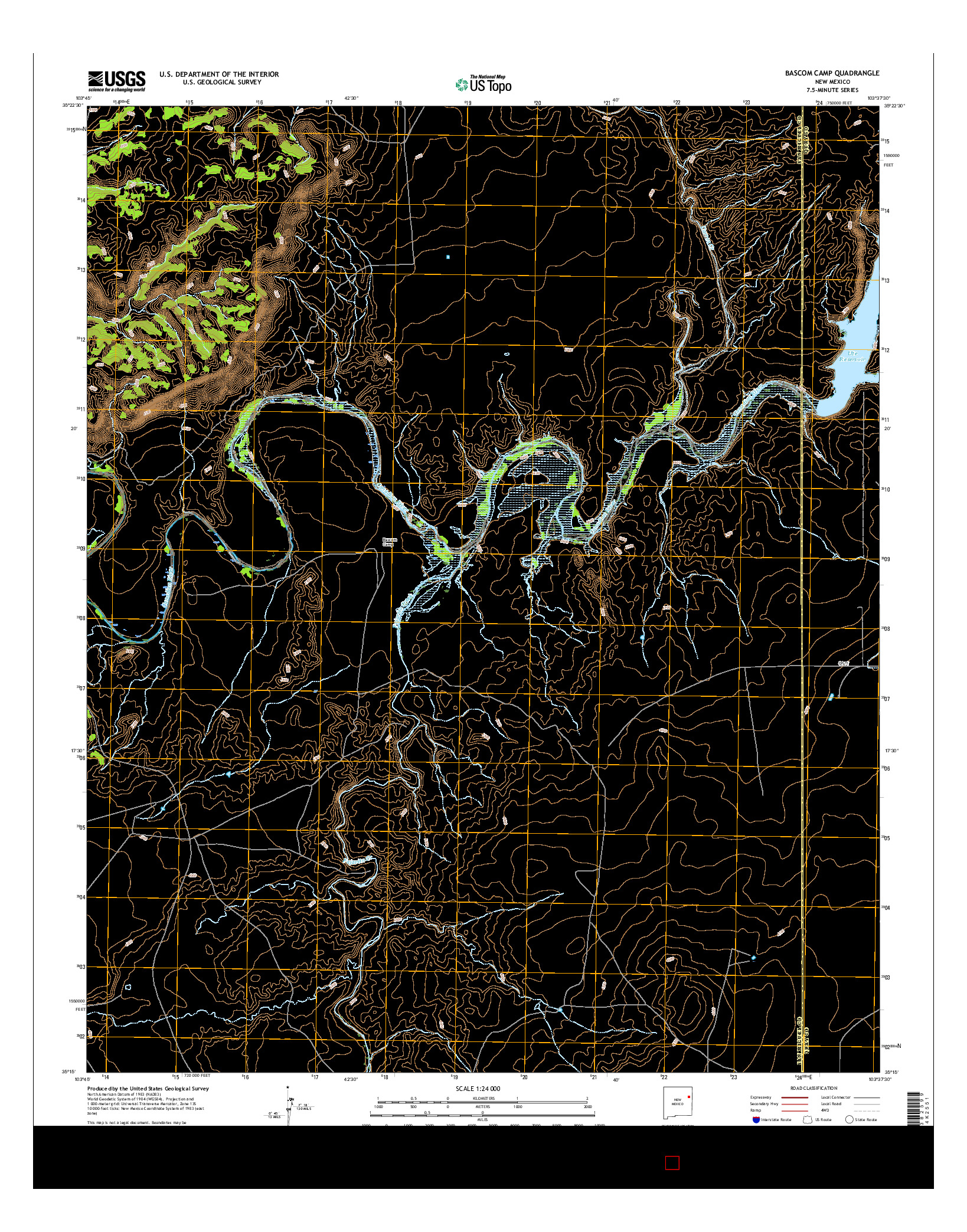 USGS US TOPO 7.5-MINUTE MAP FOR BASCOM CAMP, NM 2017