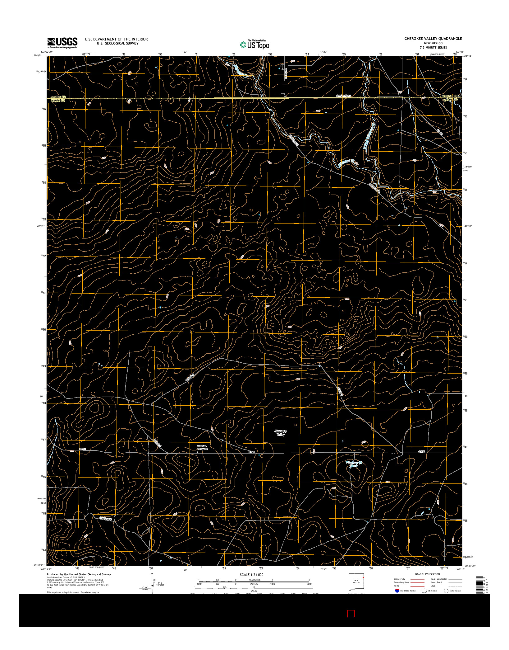 USGS US TOPO 7.5-MINUTE MAP FOR CHEROKEE VALLEY, NM 2017