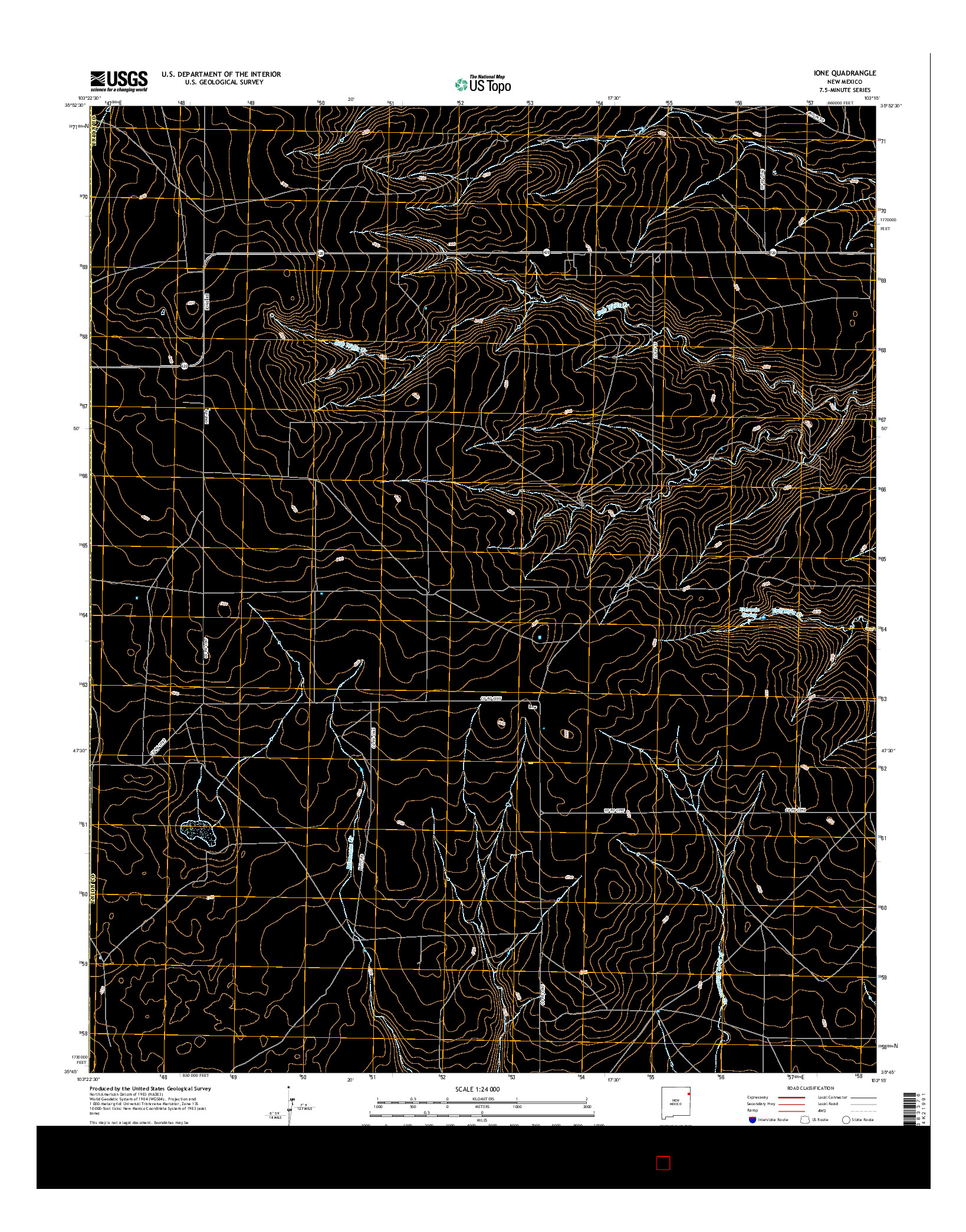 USGS US TOPO 7.5-MINUTE MAP FOR IONE, NM 2017