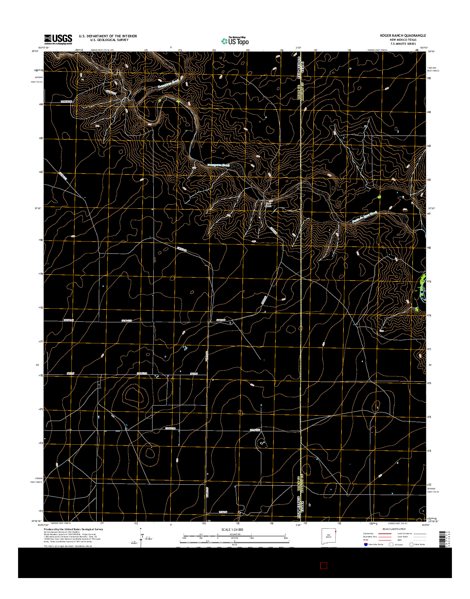 USGS US TOPO 7.5-MINUTE MAP FOR KOGER RANCH, NM-TX 2017