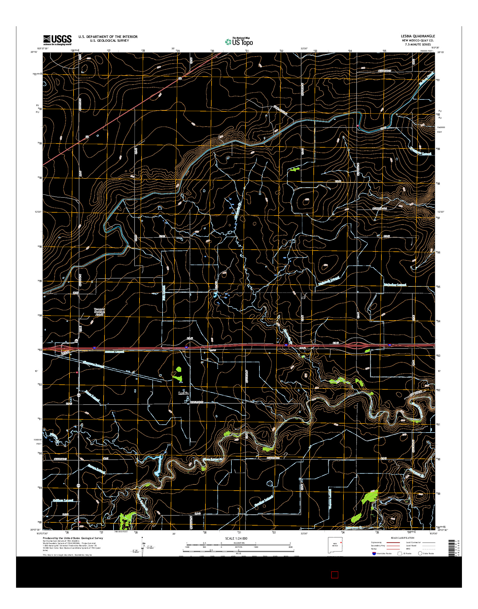 USGS US TOPO 7.5-MINUTE MAP FOR LESBIA, NM 2017