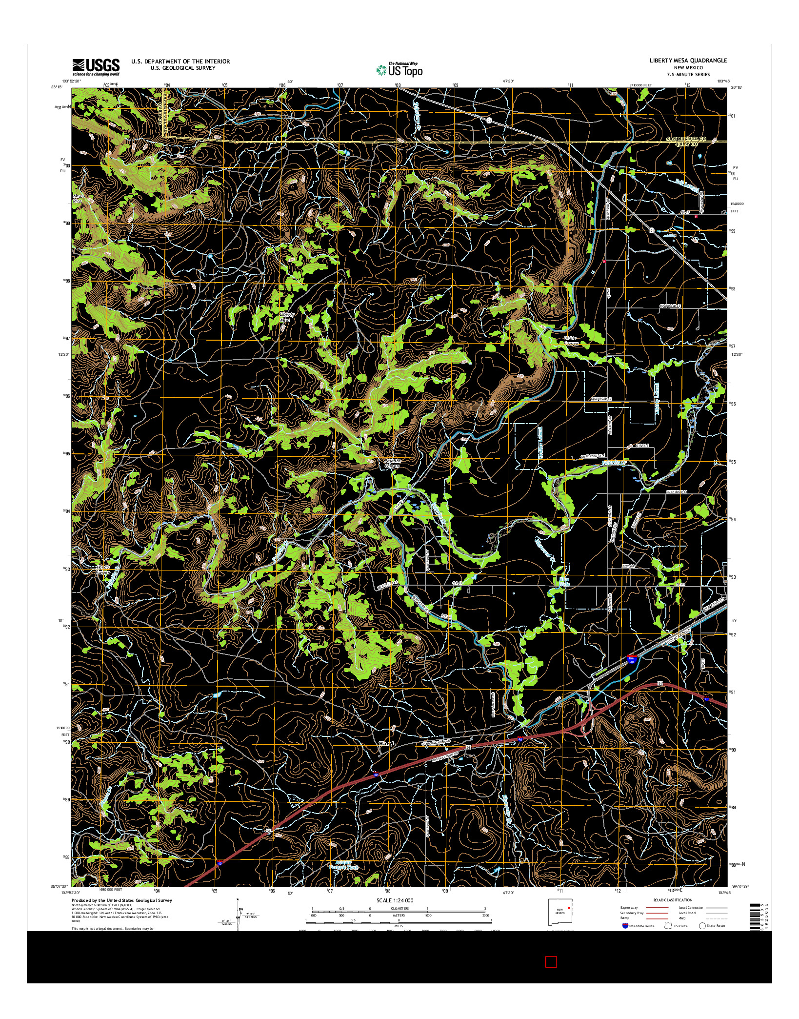 USGS US TOPO 7.5-MINUTE MAP FOR LIBERTY MESA, NM 2017