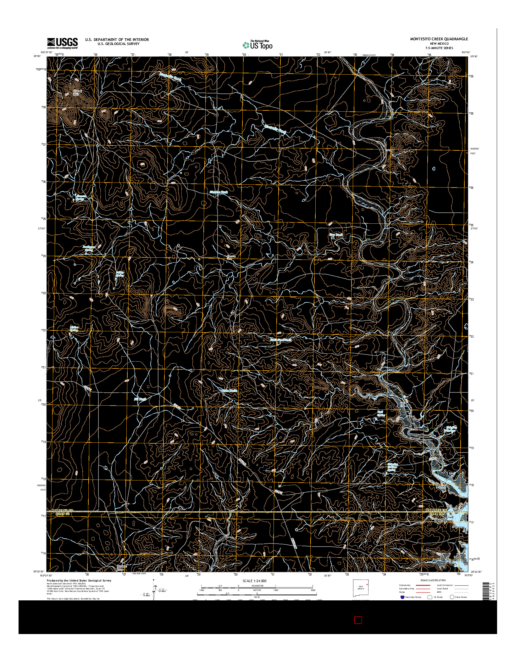 USGS US TOPO 7.5-MINUTE MAP FOR MONTESITO CREEK, NM 2017