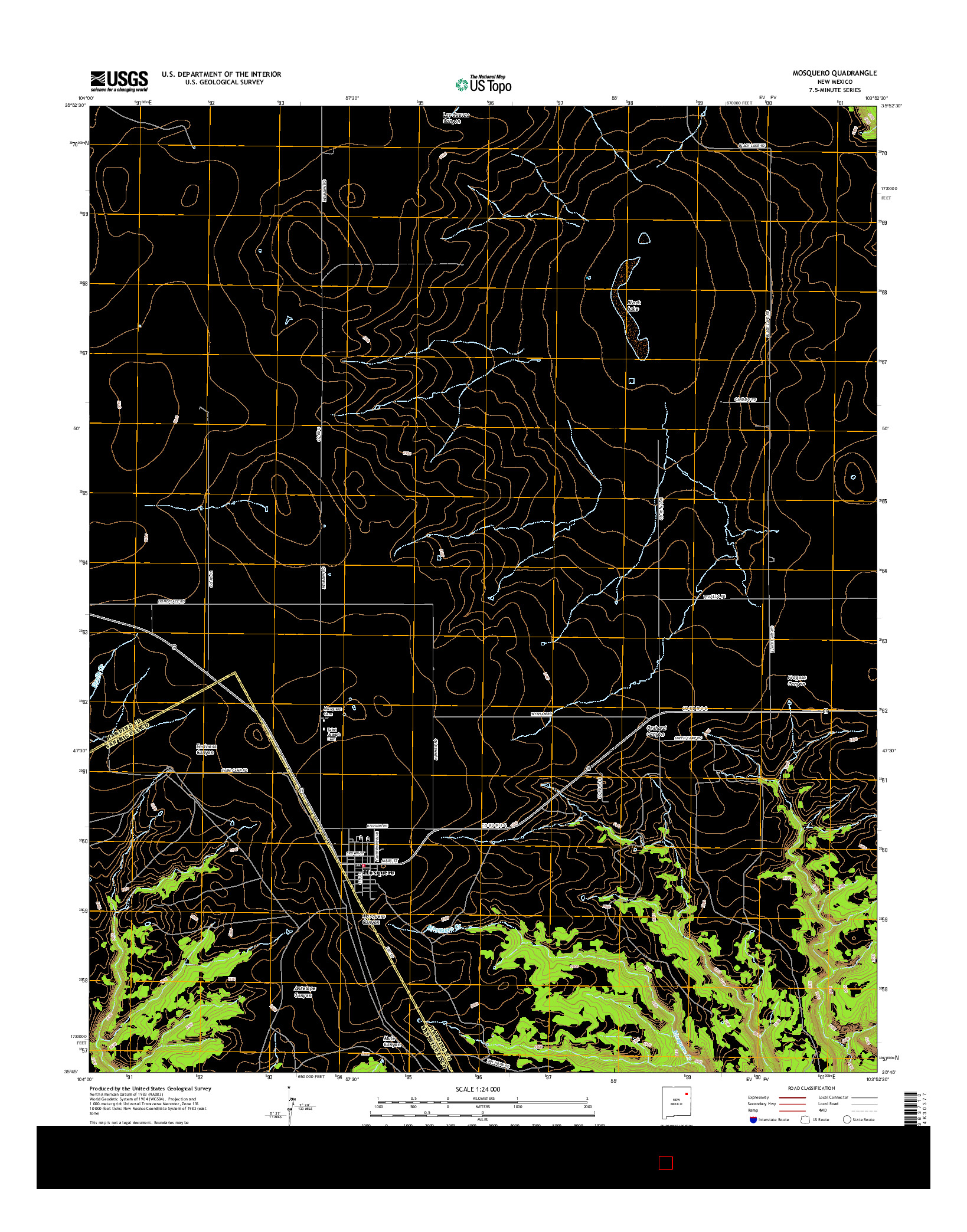 USGS US TOPO 7.5-MINUTE MAP FOR MOSQUERO, NM 2017