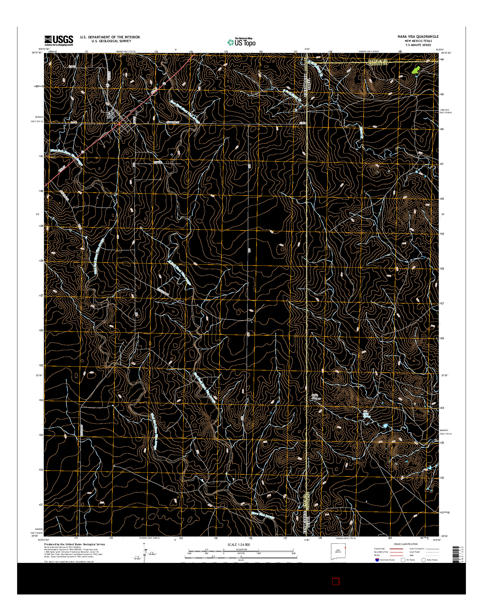 USGS US TOPO 7.5-MINUTE MAP FOR NARA VISA, NM-TX 2017