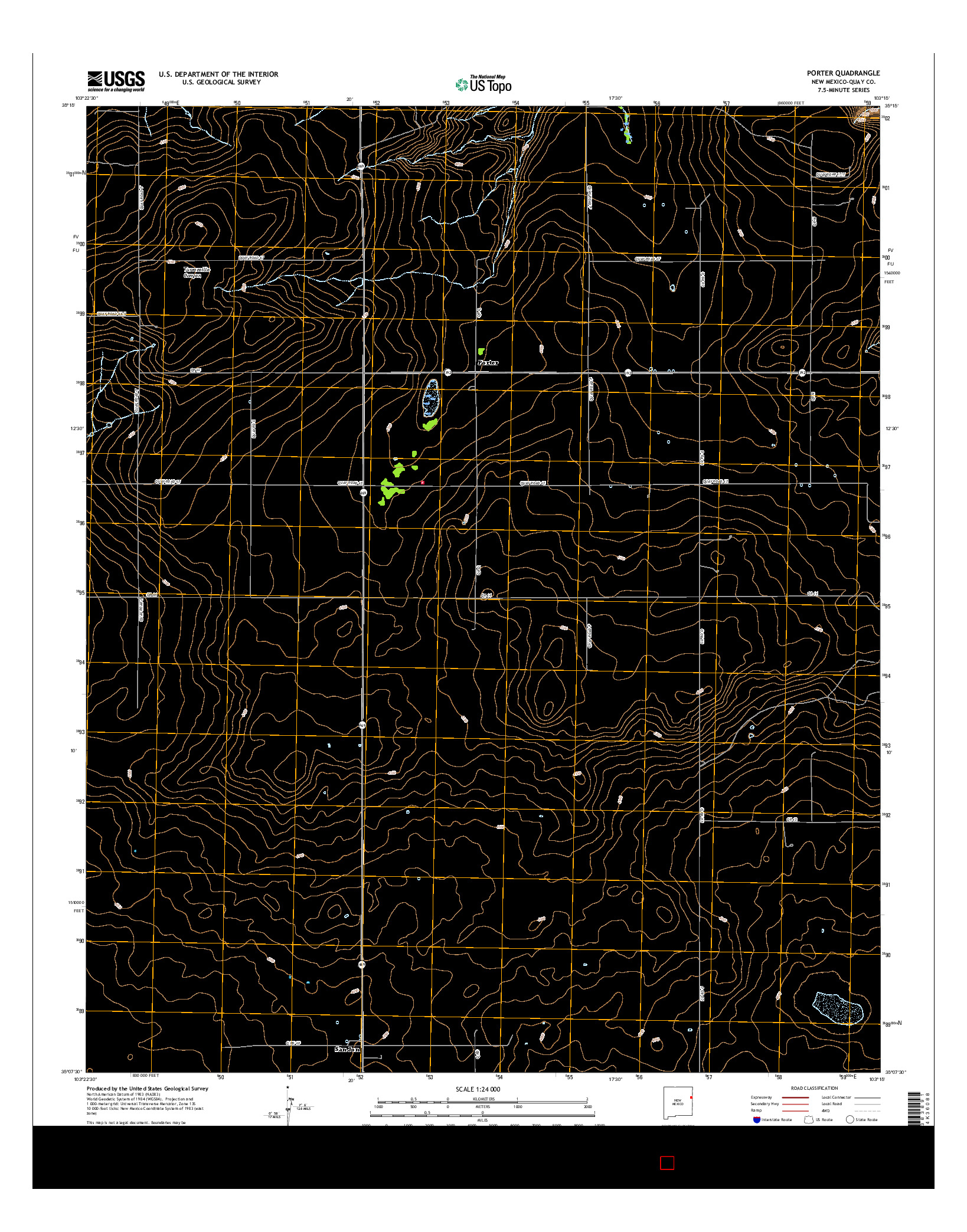 USGS US TOPO 7.5-MINUTE MAP FOR PORTER, NM 2017