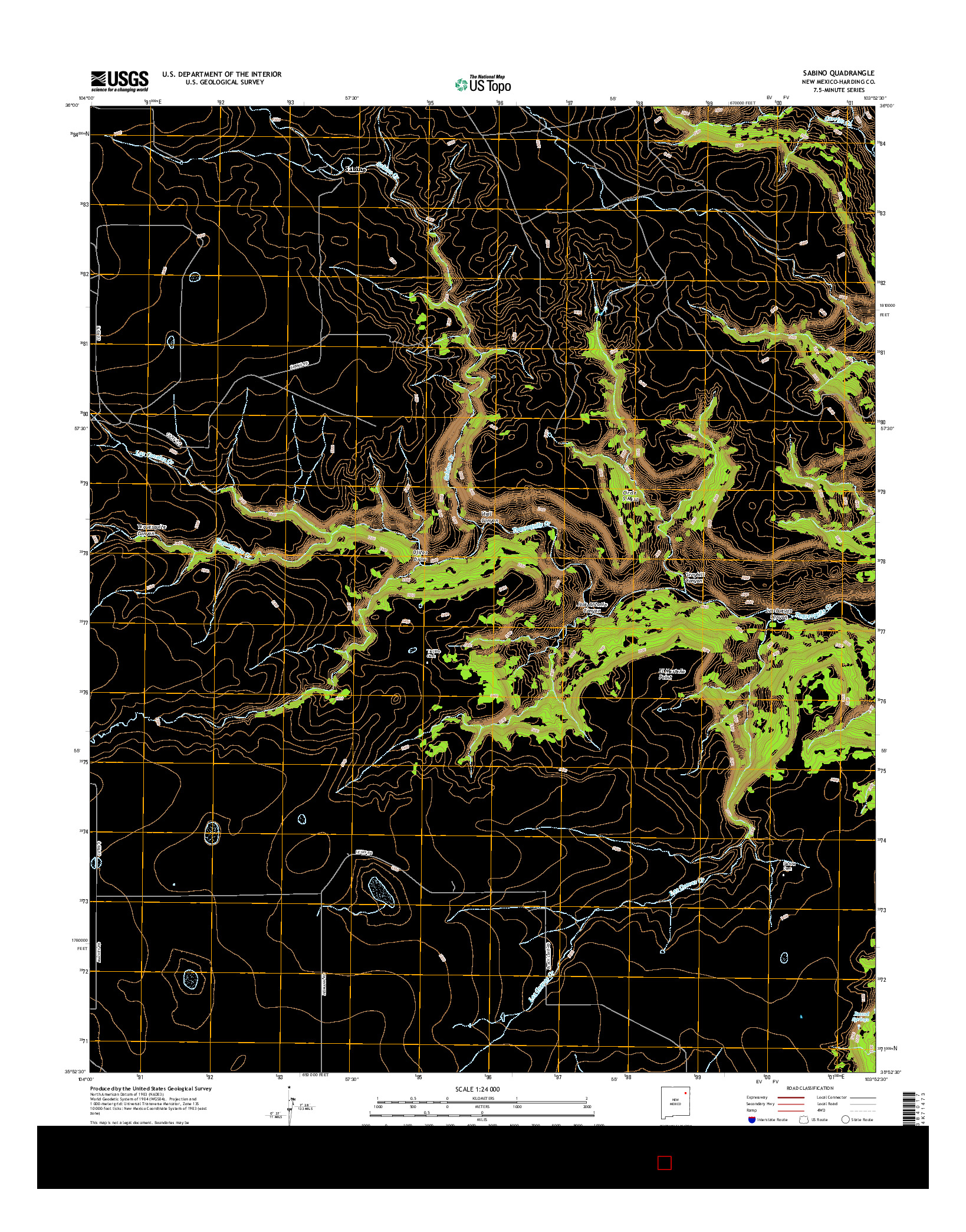 USGS US TOPO 7.5-MINUTE MAP FOR SABINO, NM 2017