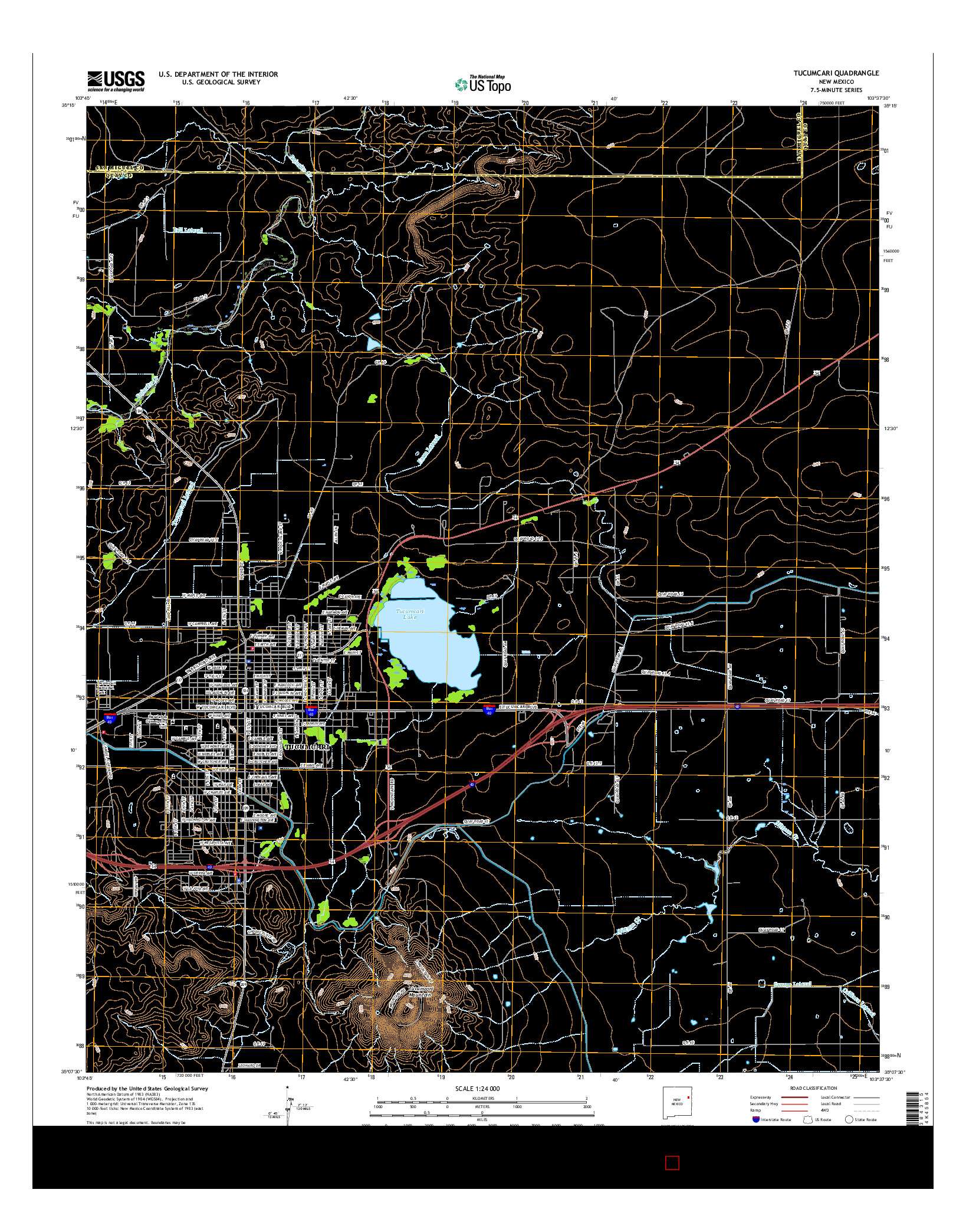 USGS US TOPO 7.5-MINUTE MAP FOR TUCUMCARI, NM 2017
