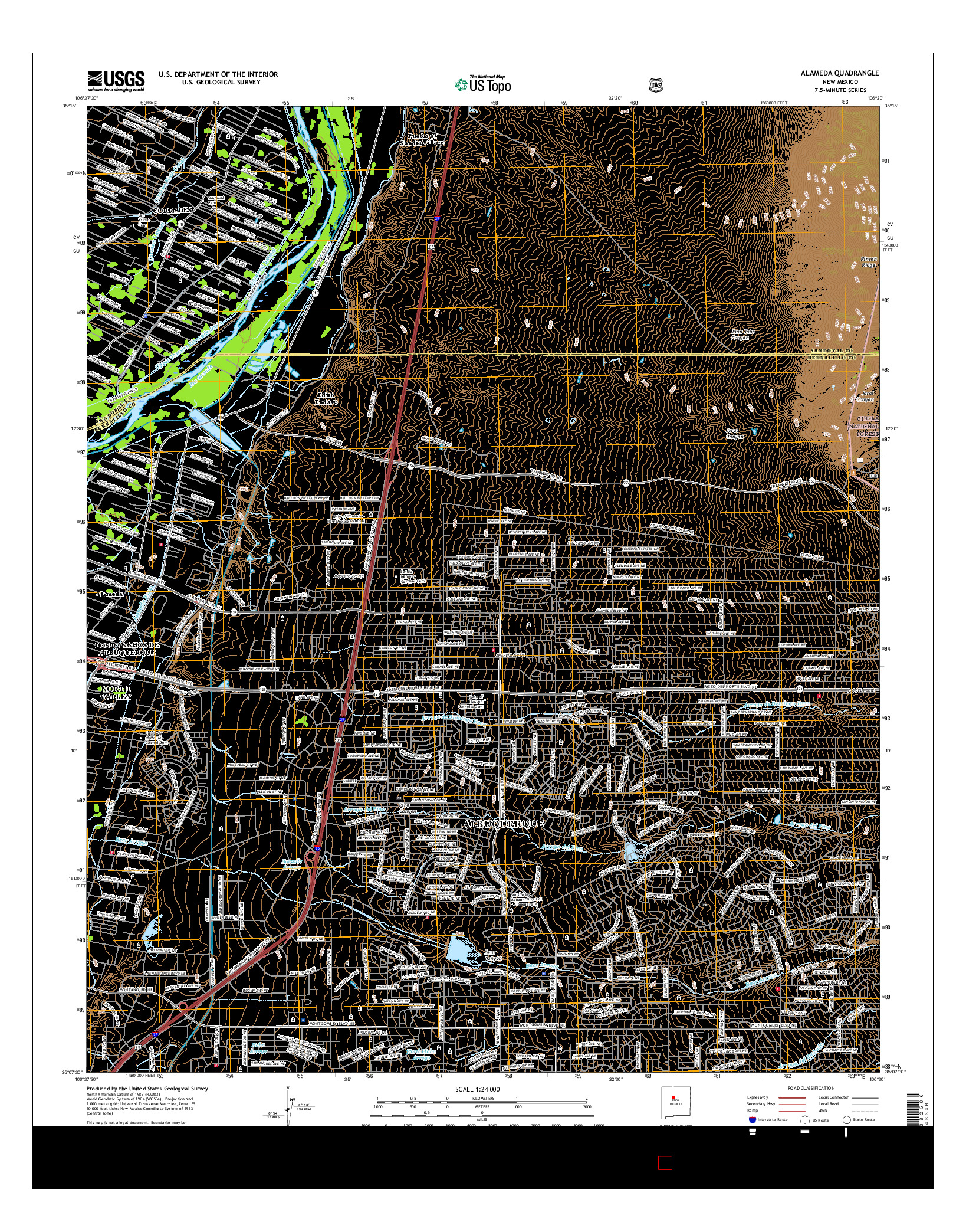 USGS US TOPO 7.5-MINUTE MAP FOR ALAMEDA, NM 2017