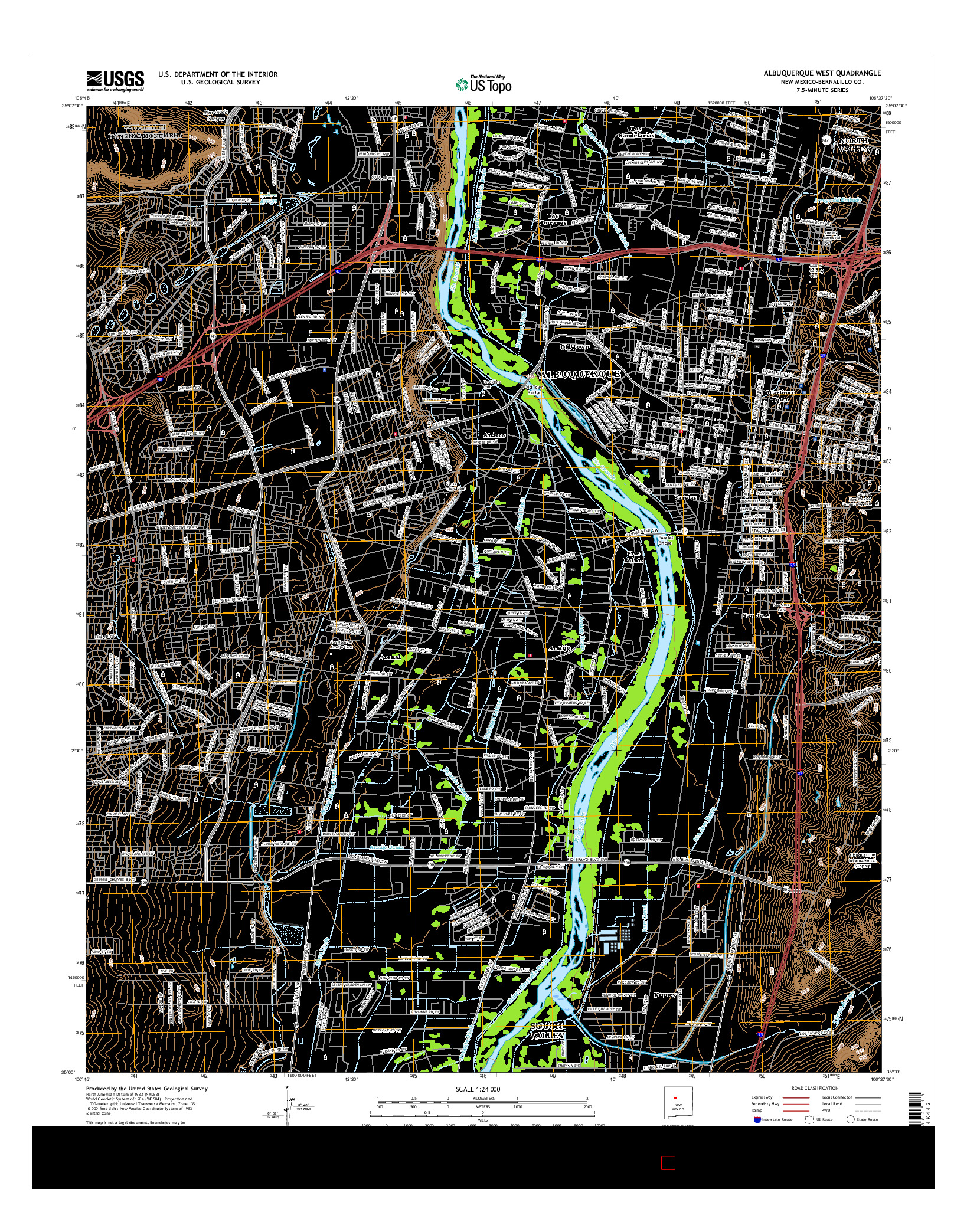 USGS US TOPO 7.5-MINUTE MAP FOR ALBUQUERQUE WEST, NM 2017