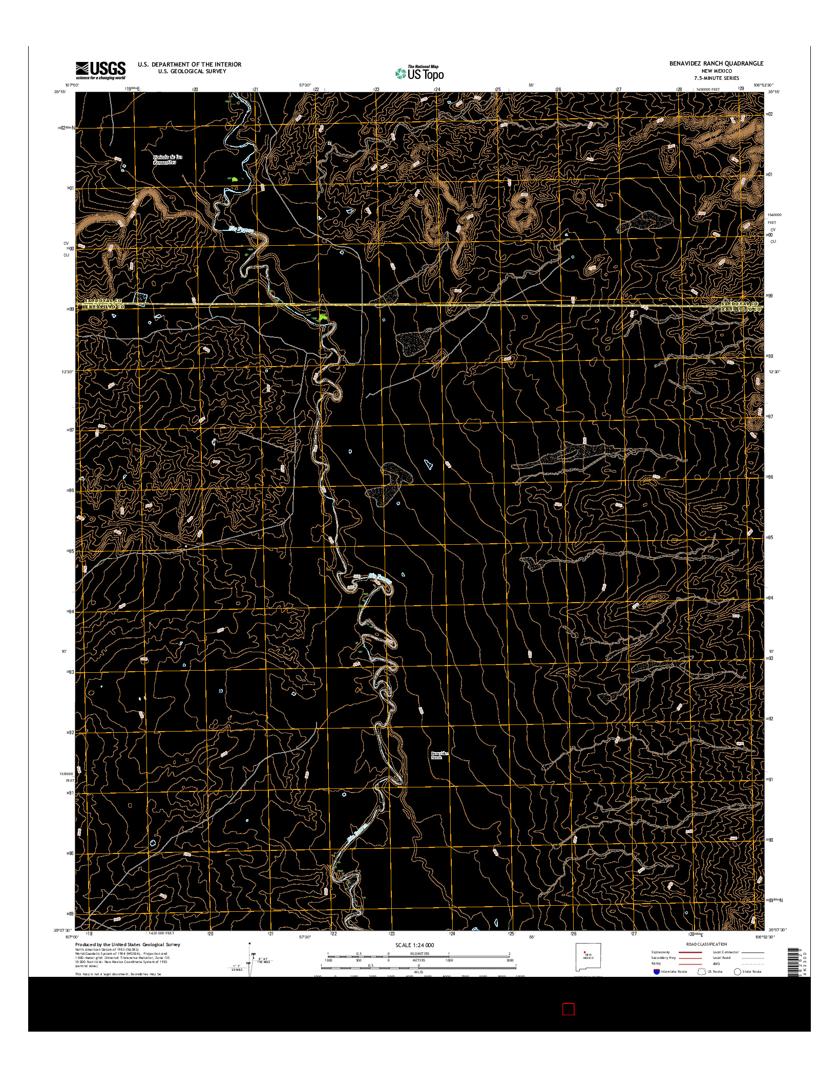 USGS US TOPO 7.5-MINUTE MAP FOR BENAVIDEZ RANCH, NM 2017