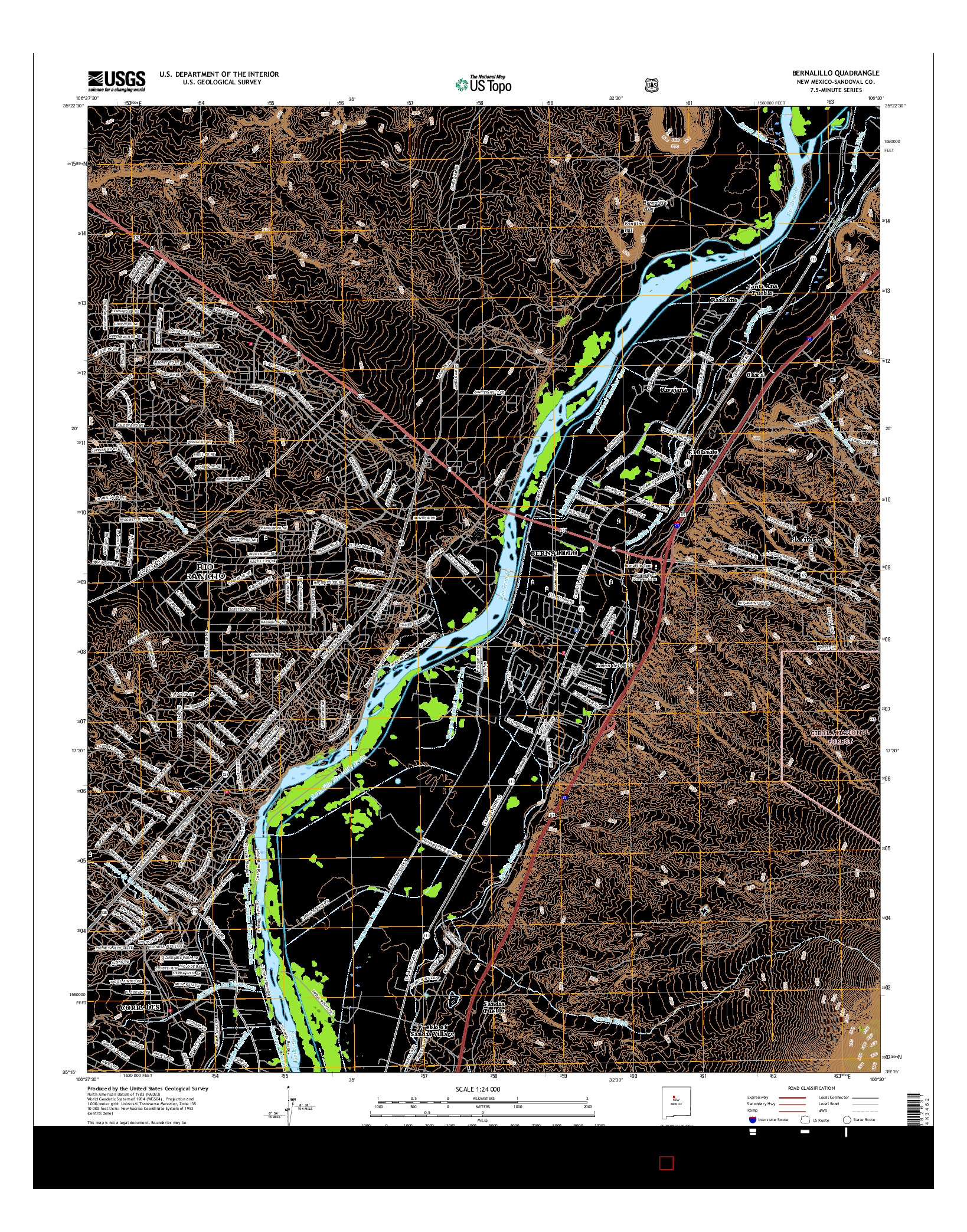 USGS US TOPO 7.5-MINUTE MAP FOR BERNALILLO, NM 2017