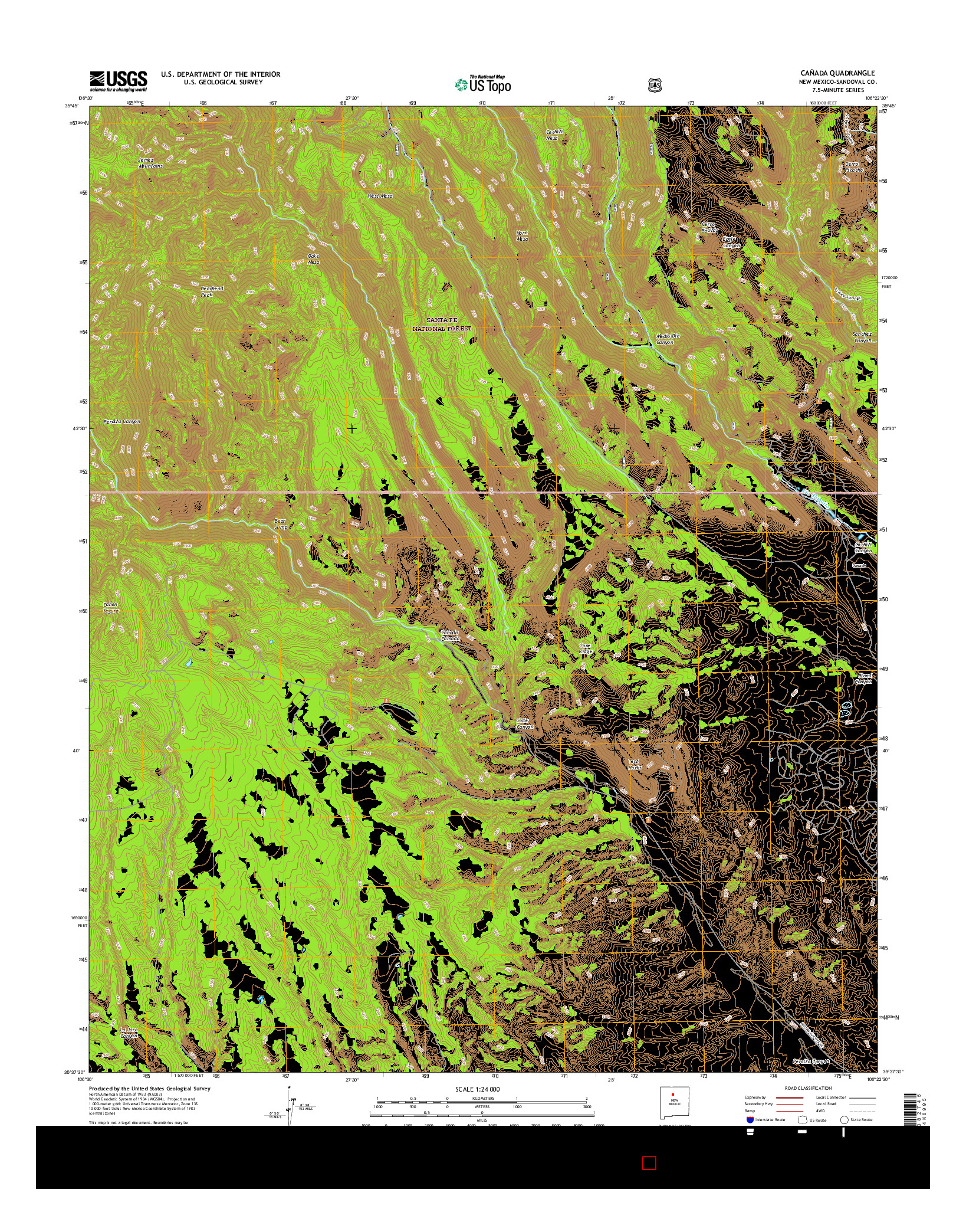 USGS US TOPO 7.5-MINUTE MAP FOR CAñADA, NM 2017