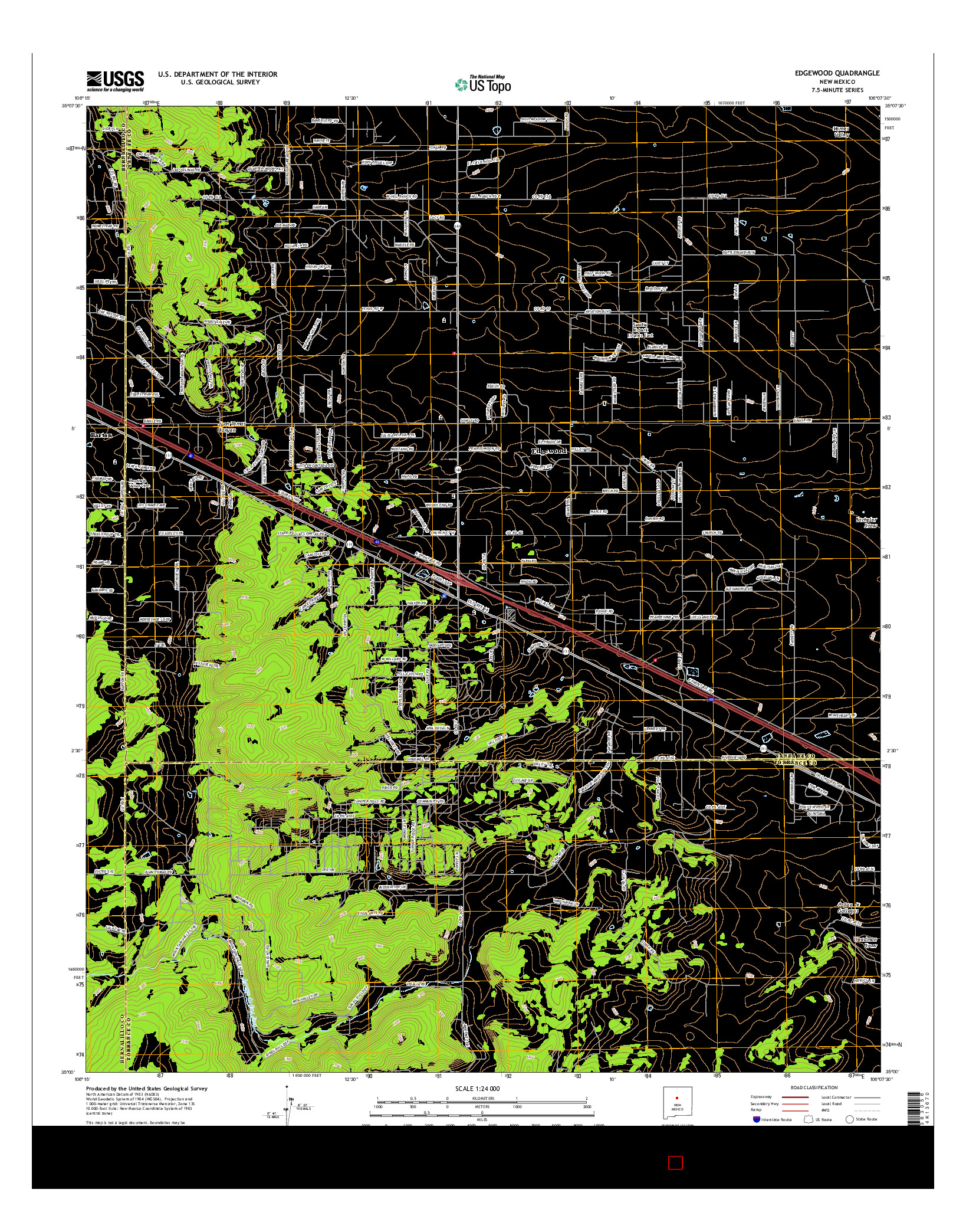 USGS US TOPO 7.5-MINUTE MAP FOR EDGEWOOD, NM 2017