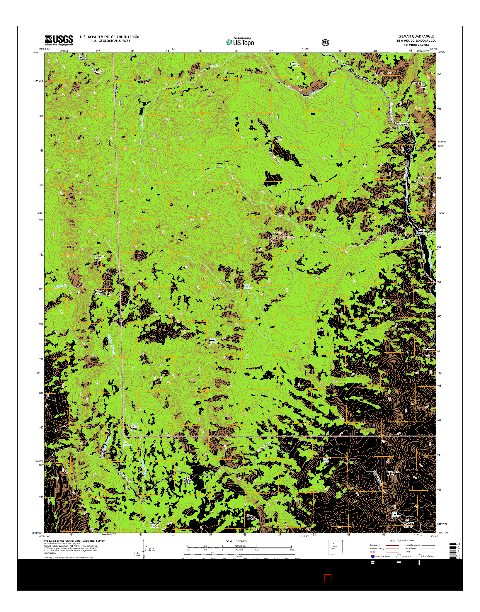 USGS US TOPO 7.5-MINUTE MAP FOR GILMAN, NM 2017