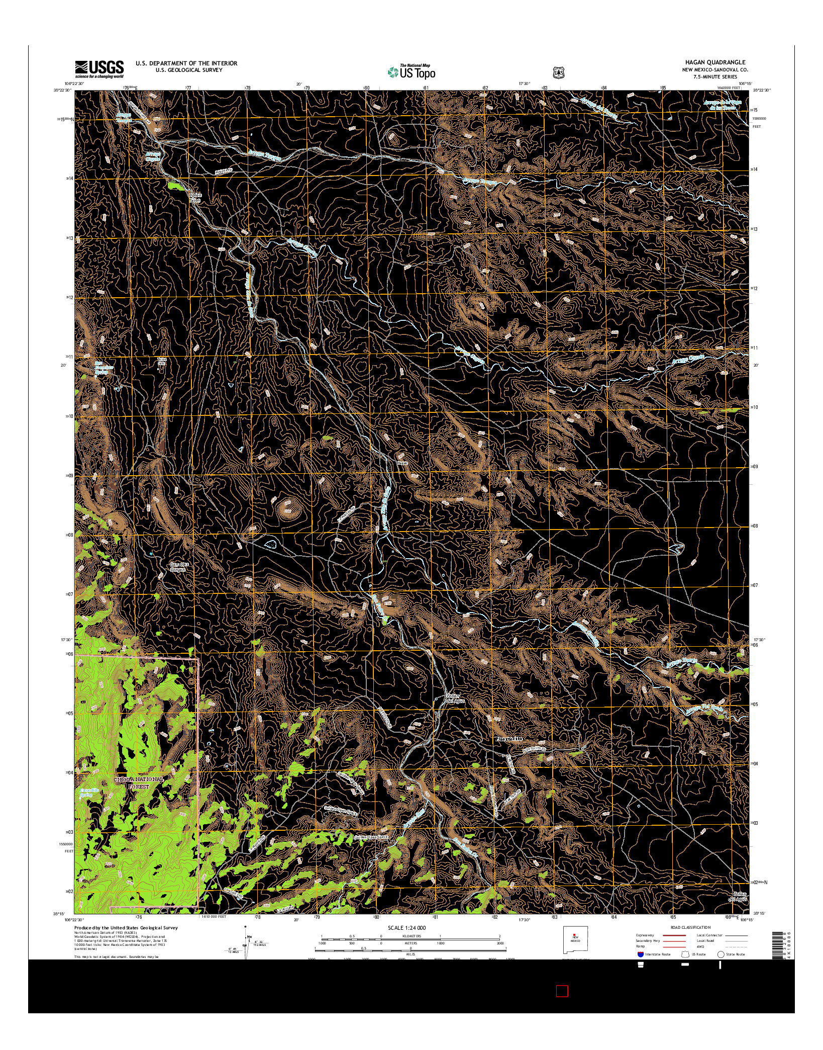 USGS US TOPO 7.5-MINUTE MAP FOR HAGAN, NM 2017
