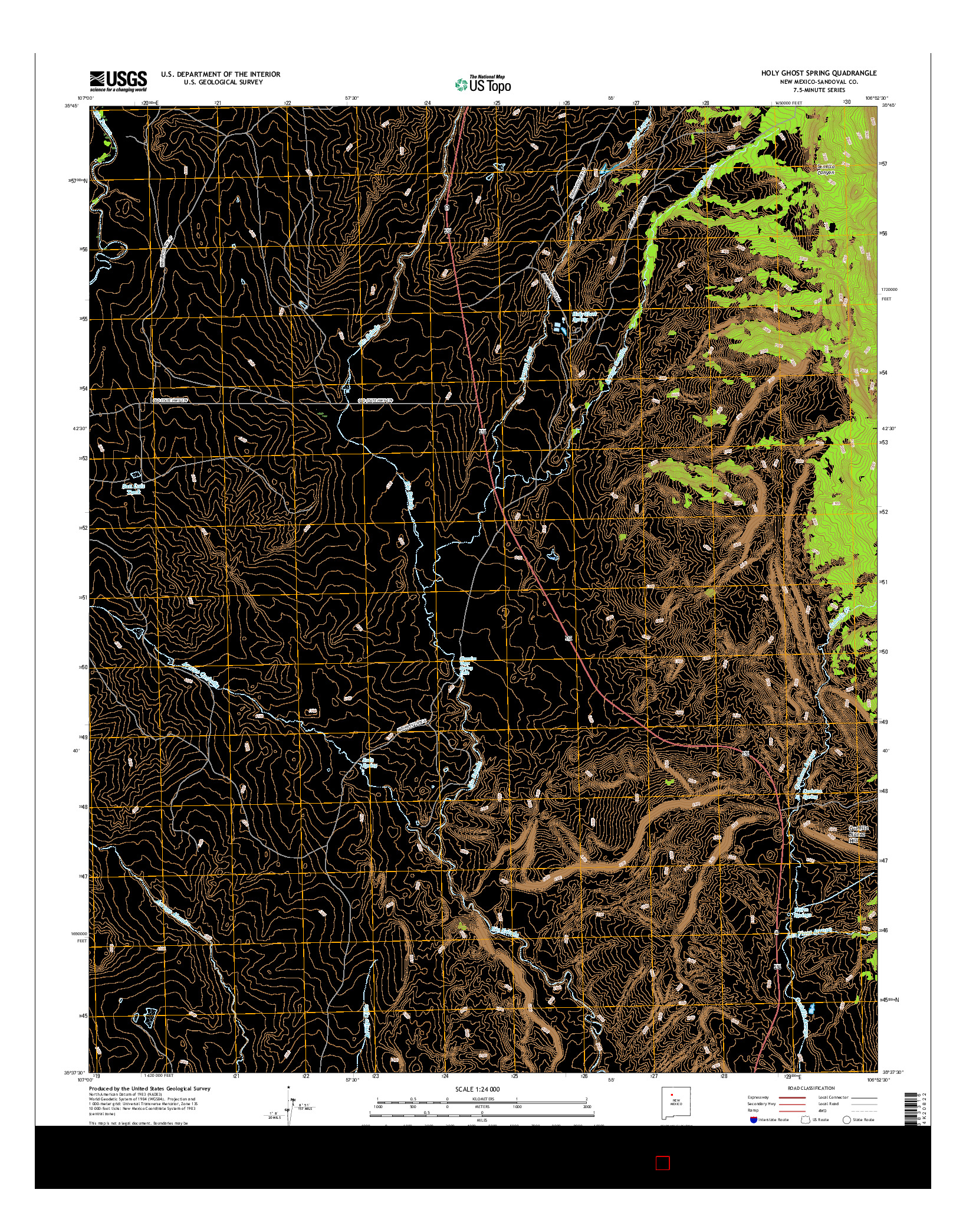 USGS US TOPO 7.5-MINUTE MAP FOR HOLY GHOST SPRING, NM 2017