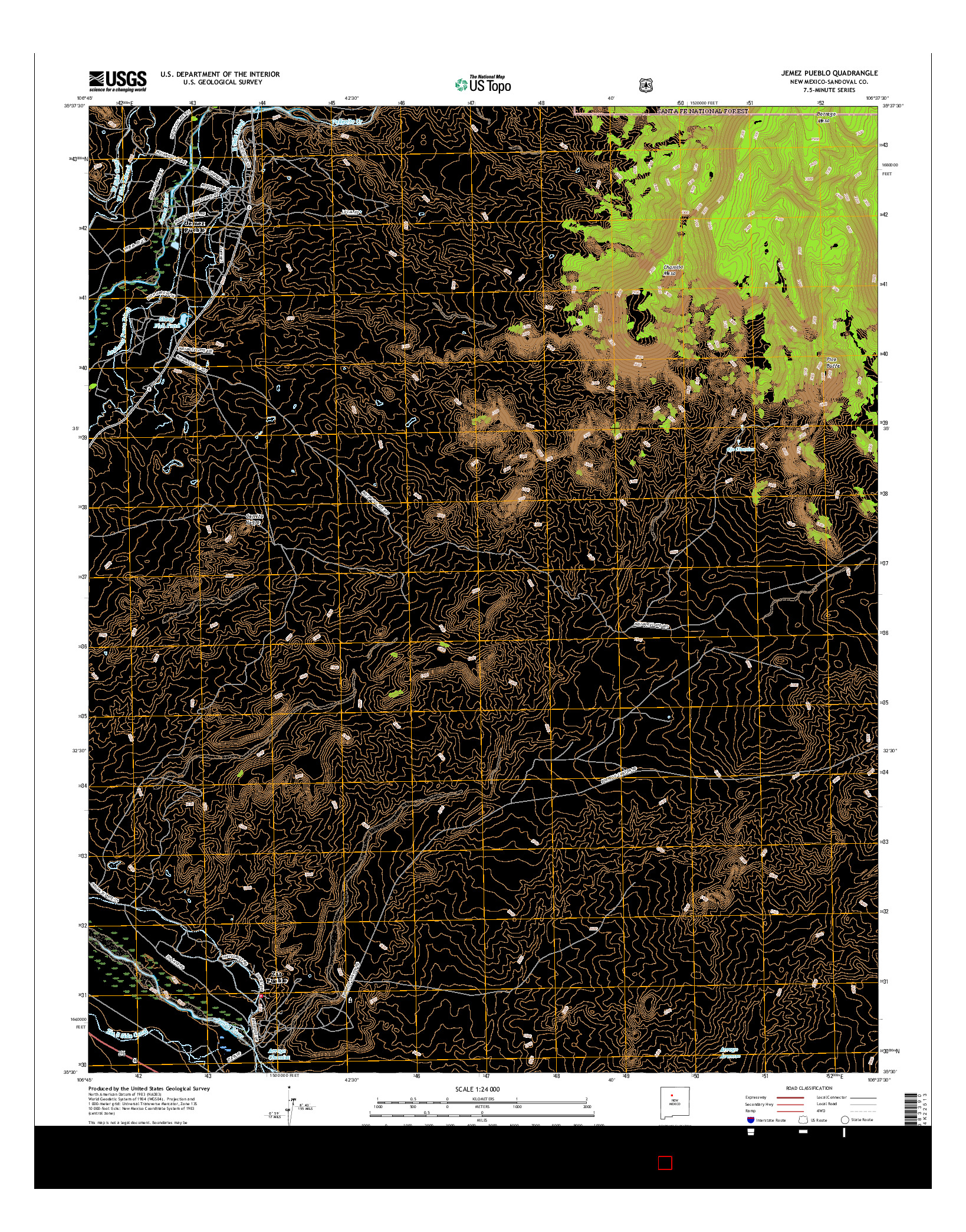 USGS US TOPO 7.5-MINUTE MAP FOR JEMEZ PUEBLO, NM 2017
