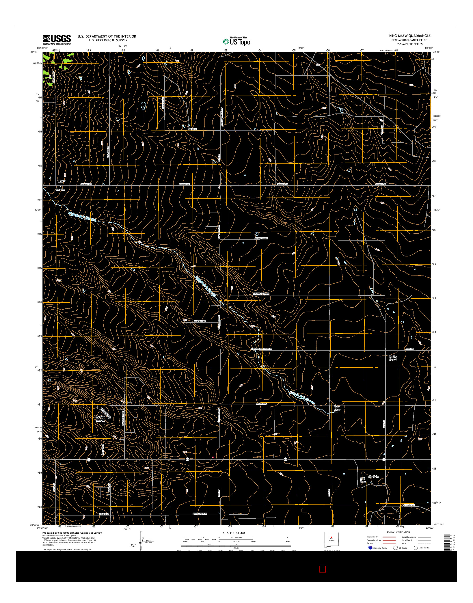 USGS US TOPO 7.5-MINUTE MAP FOR KING DRAW, NM 2017