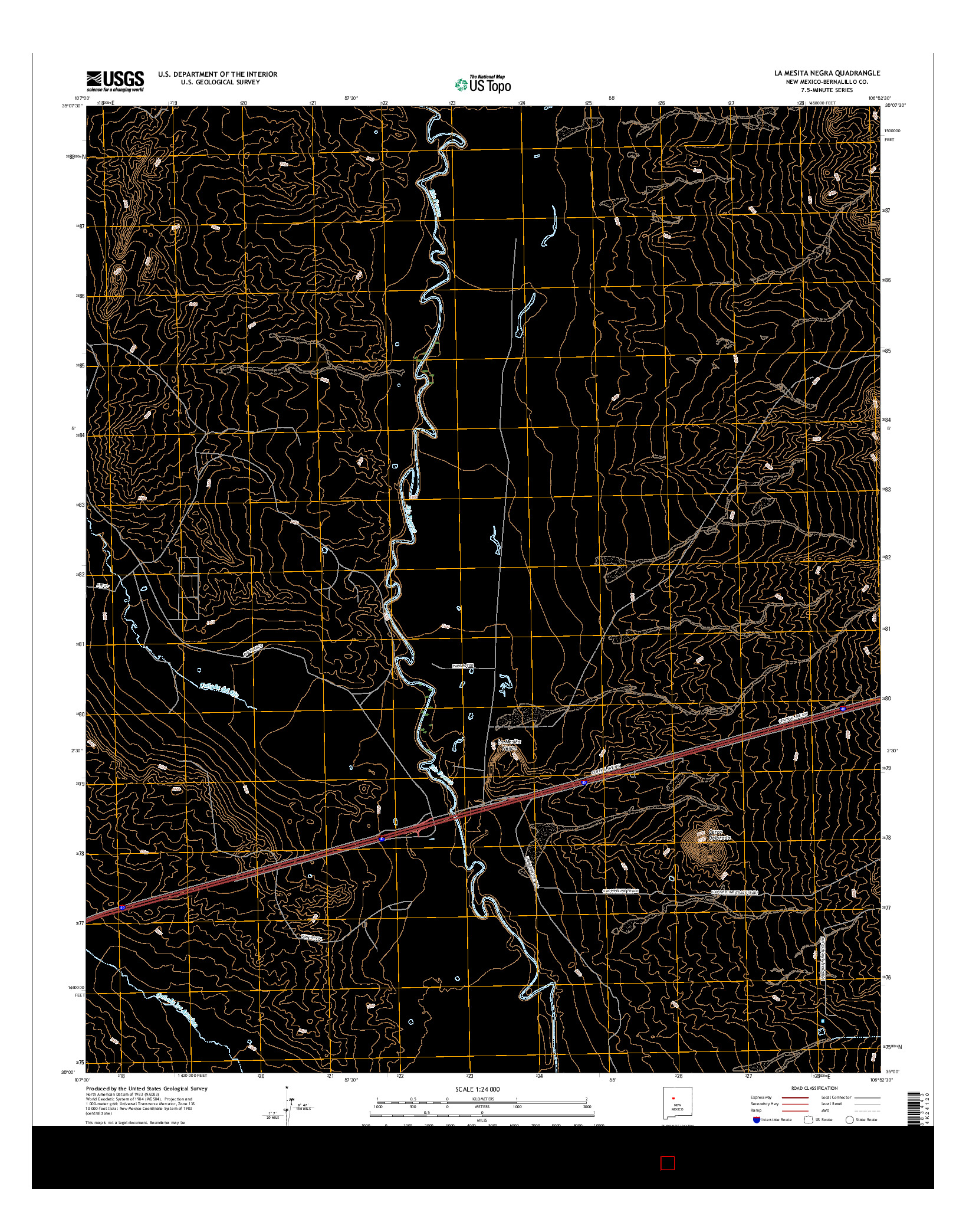 USGS US TOPO 7.5-MINUTE MAP FOR LA MESITA NEGRA, NM 2017