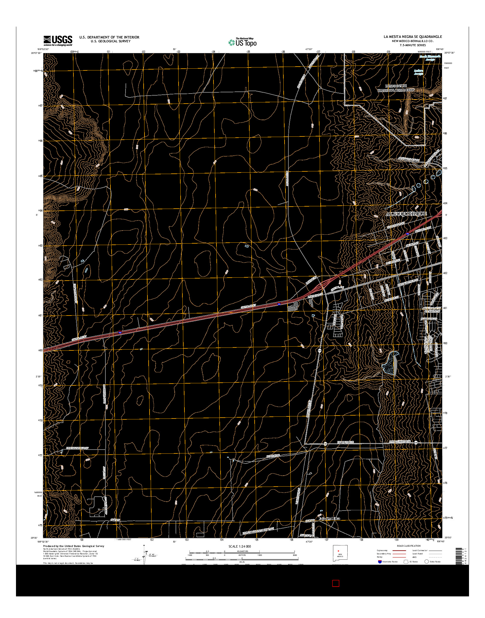 USGS US TOPO 7.5-MINUTE MAP FOR LA MESITA NEGRA SE, NM 2017