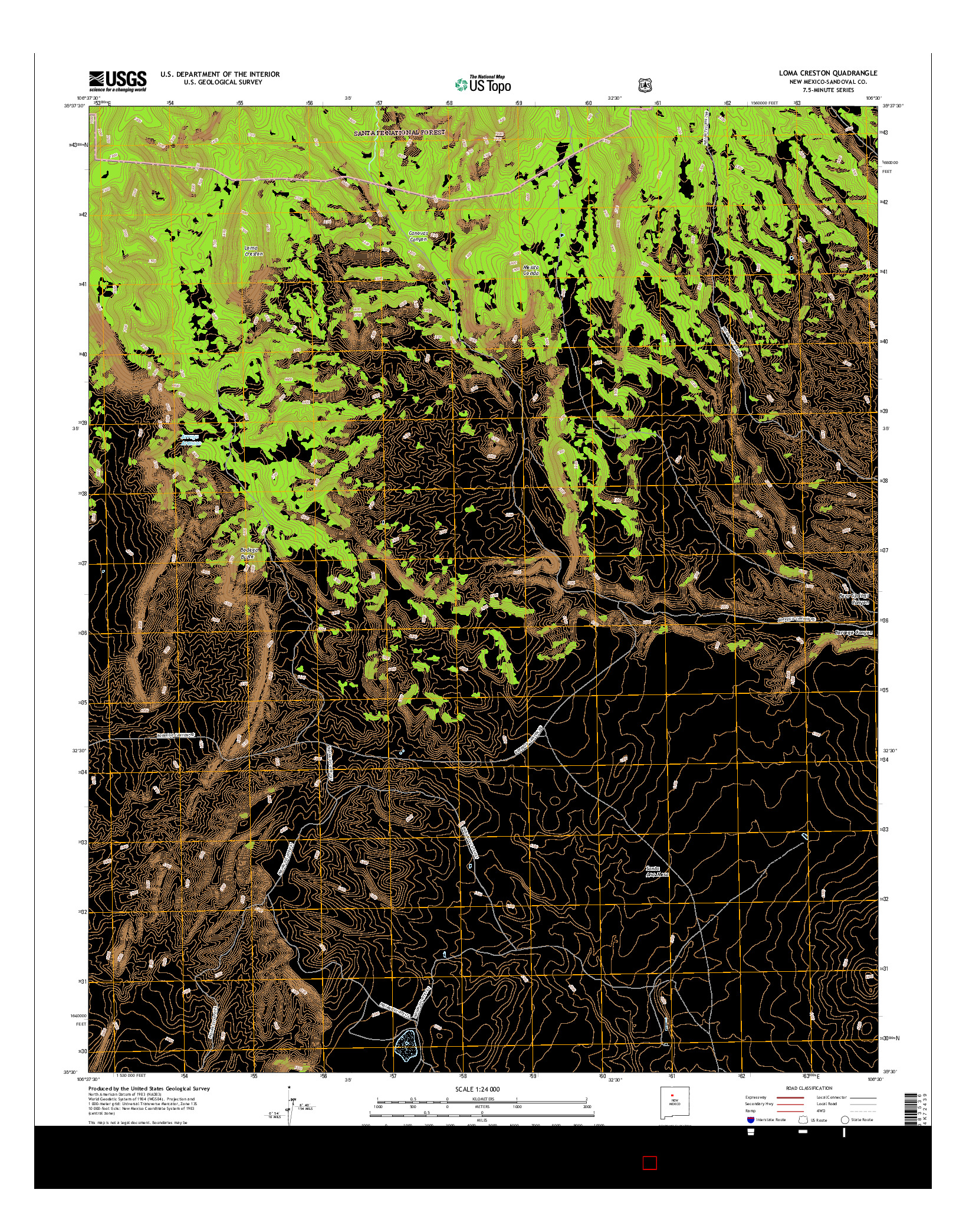 USGS US TOPO 7.5-MINUTE MAP FOR LOMA CRESTON, NM 2017