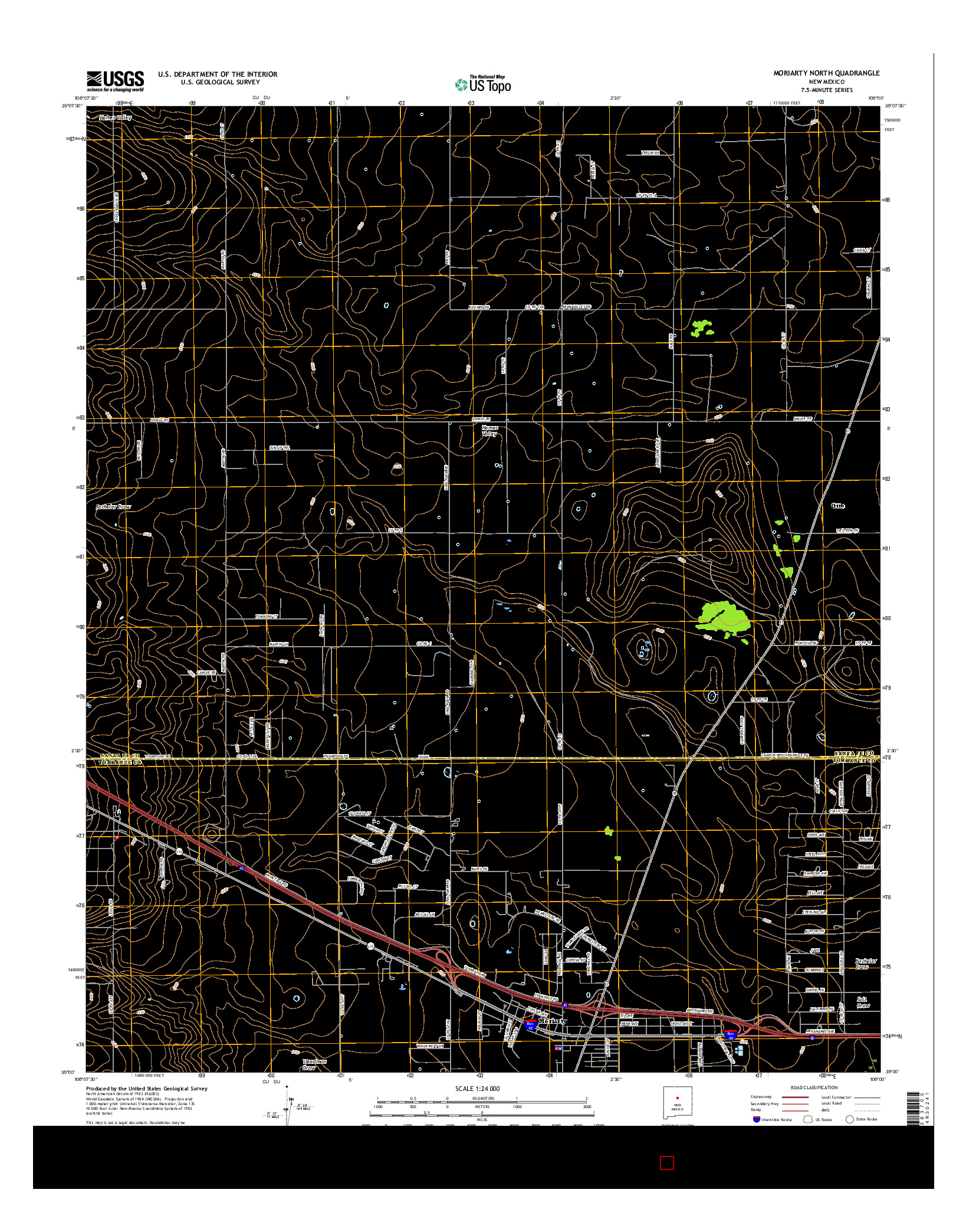 USGS US TOPO 7.5-MINUTE MAP FOR MORIARTY NORTH, NM 2017