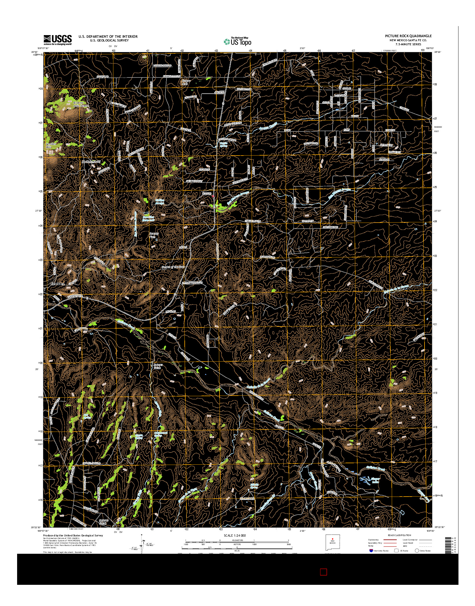 USGS US TOPO 7.5-MINUTE MAP FOR PICTURE ROCK, NM 2017