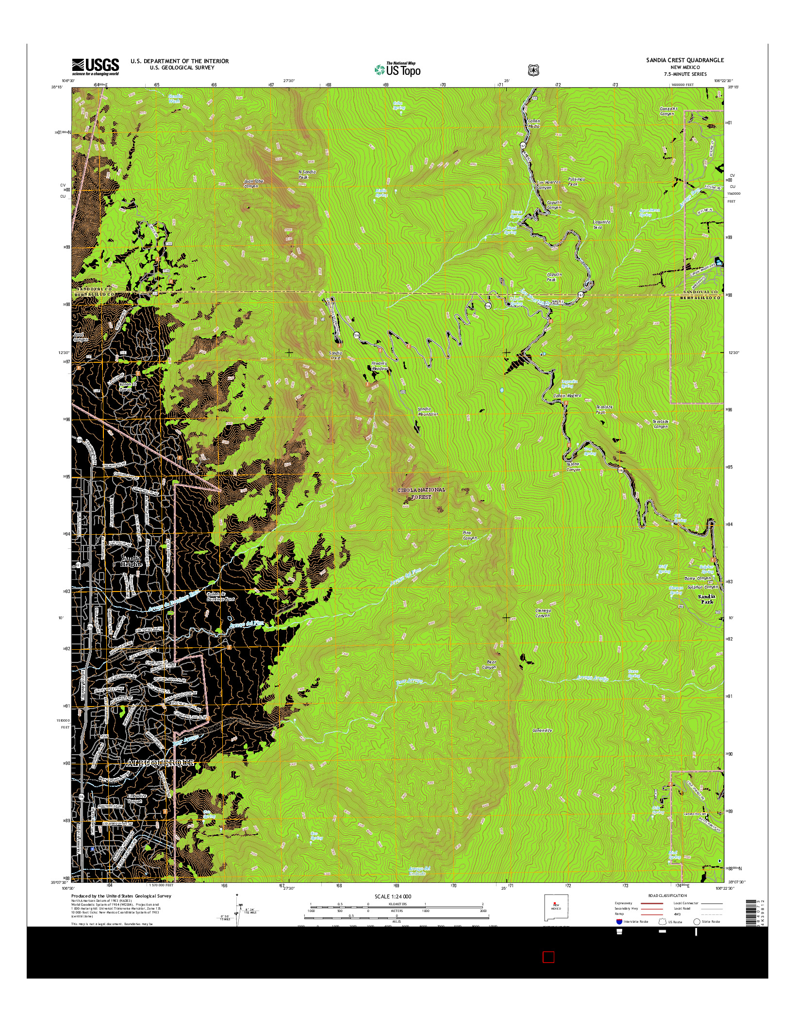 USGS US TOPO 7.5-MINUTE MAP FOR SANDIA CREST, NM 2017
