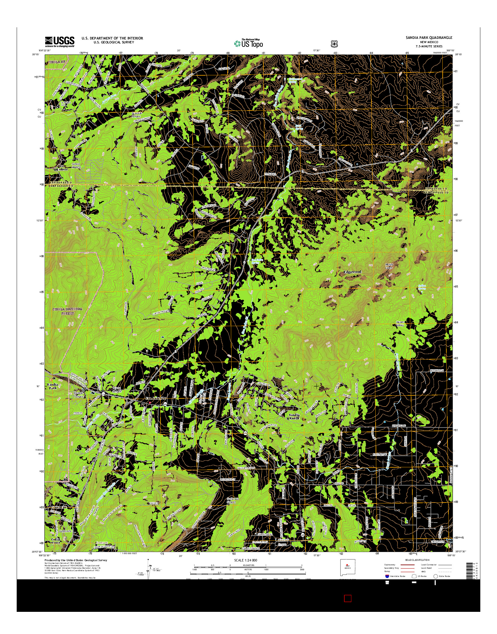 USGS US TOPO 7.5-MINUTE MAP FOR SANDIA PARK, NM 2017